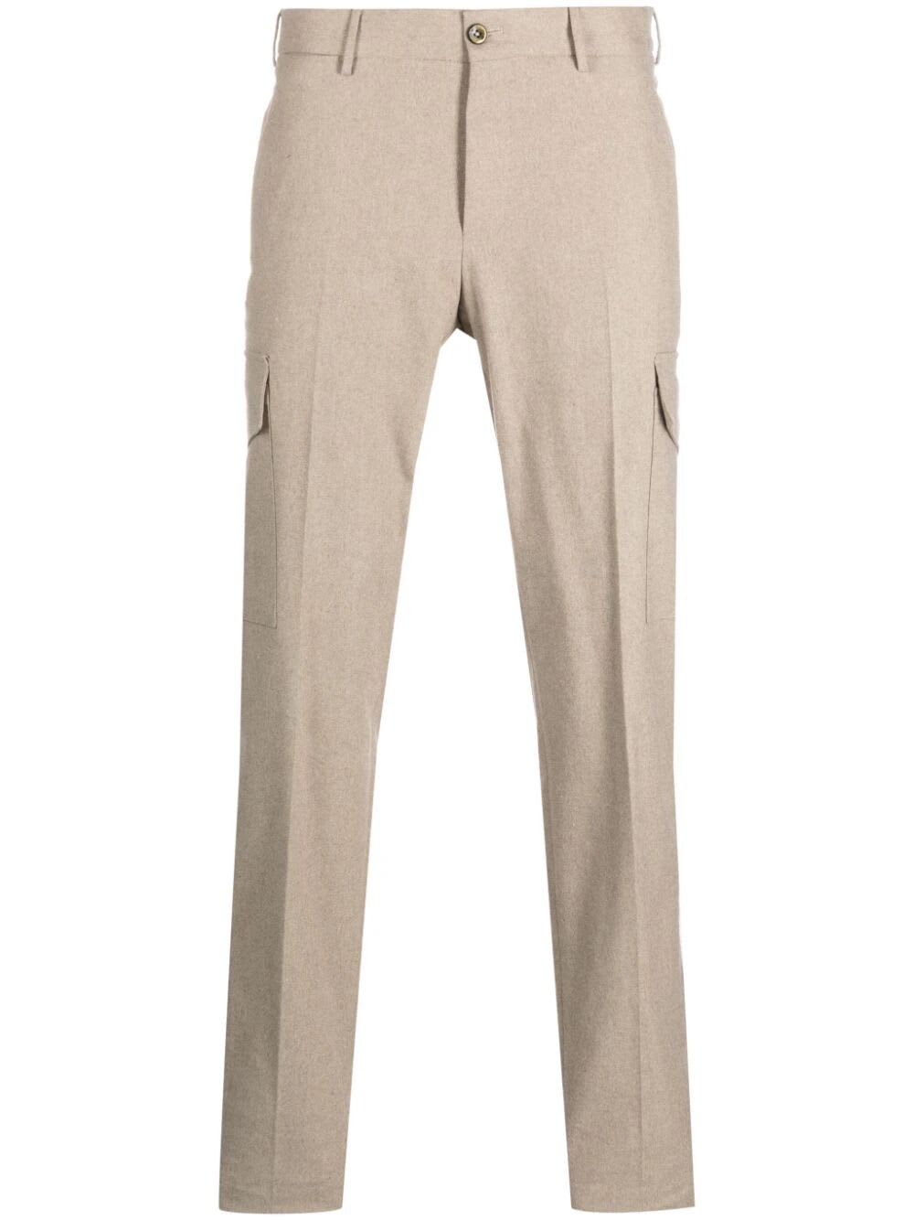 Shop Pt01 Slim Cargo Trousers In Cold Beige