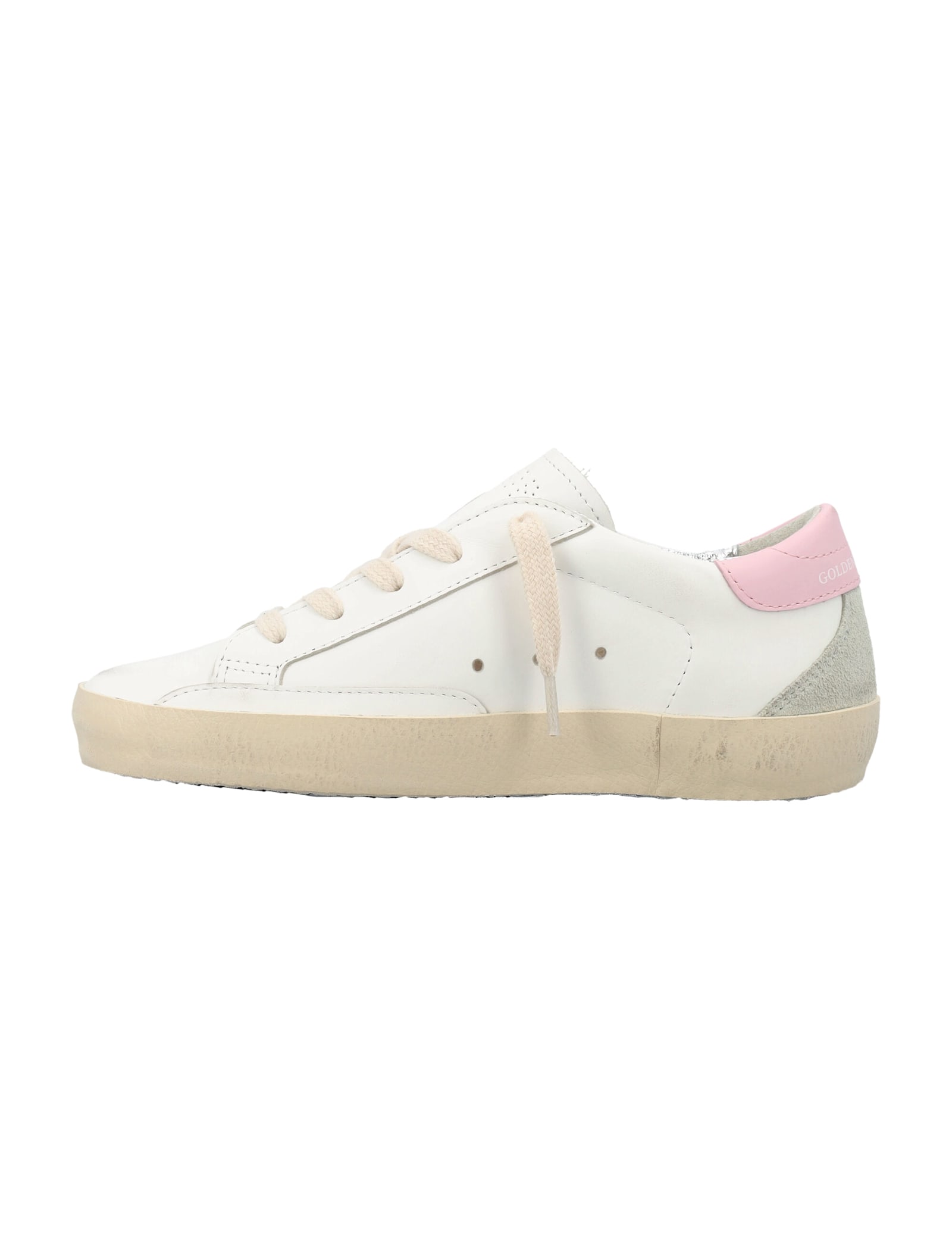 Golden Goose Kids Super-star White And Pink Leather Sneakers In White