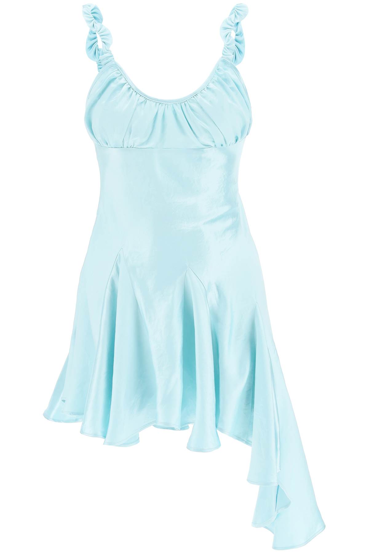 Shop Collina Strada Ivy Asymmetric Satin Dress In Celadon (light Blue)