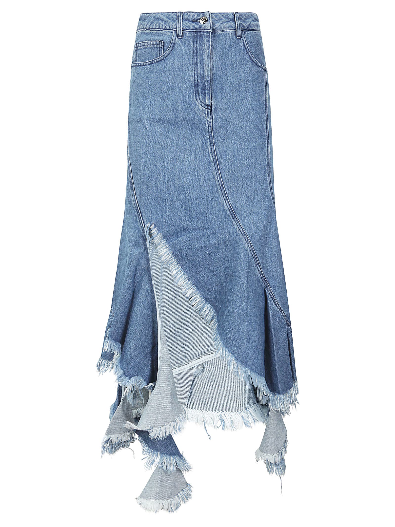 Shop Marques' Almeida Swirl Skirt In Mid Blue