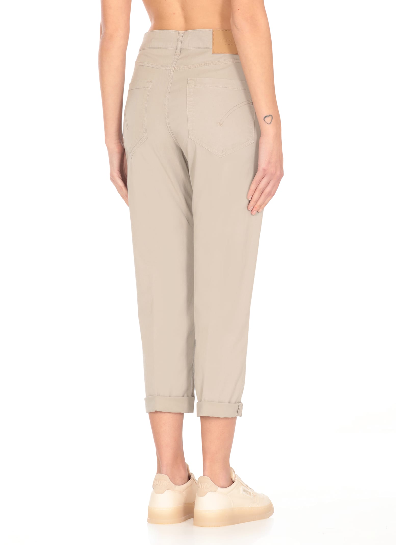 Shop Dondup Cotton Blend Pants In Beige