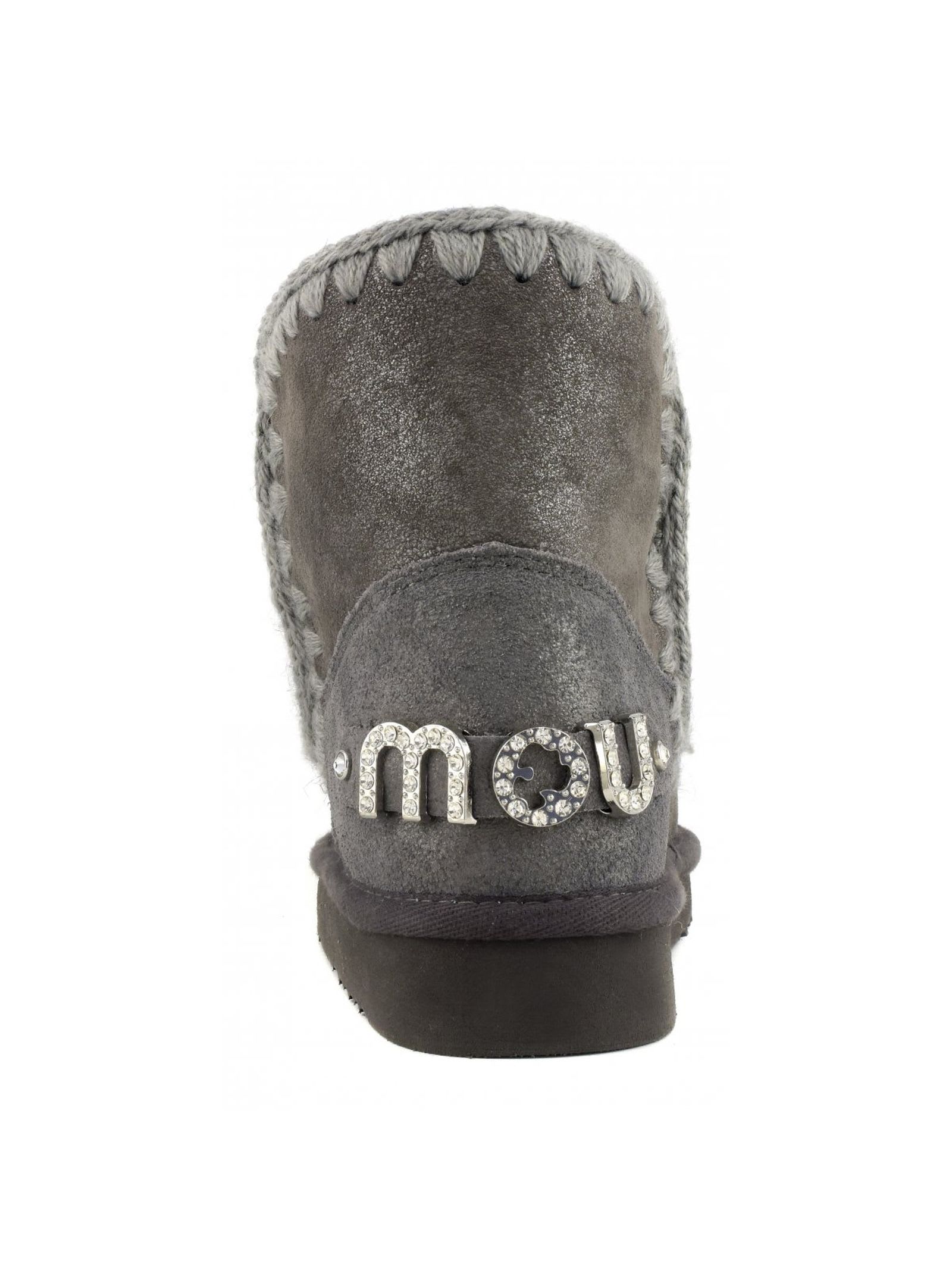 Mou Eskimo Rhinestone-logo Boots In Gray