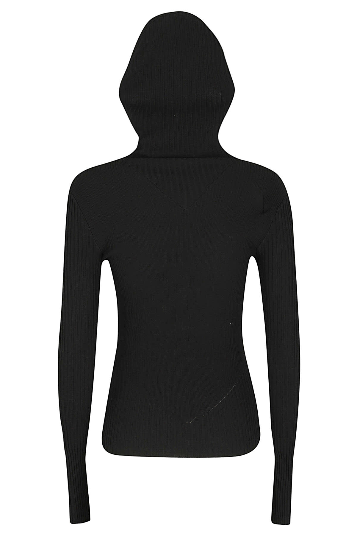 Shop Andreädamo Ribbed Knit Hoodie Top