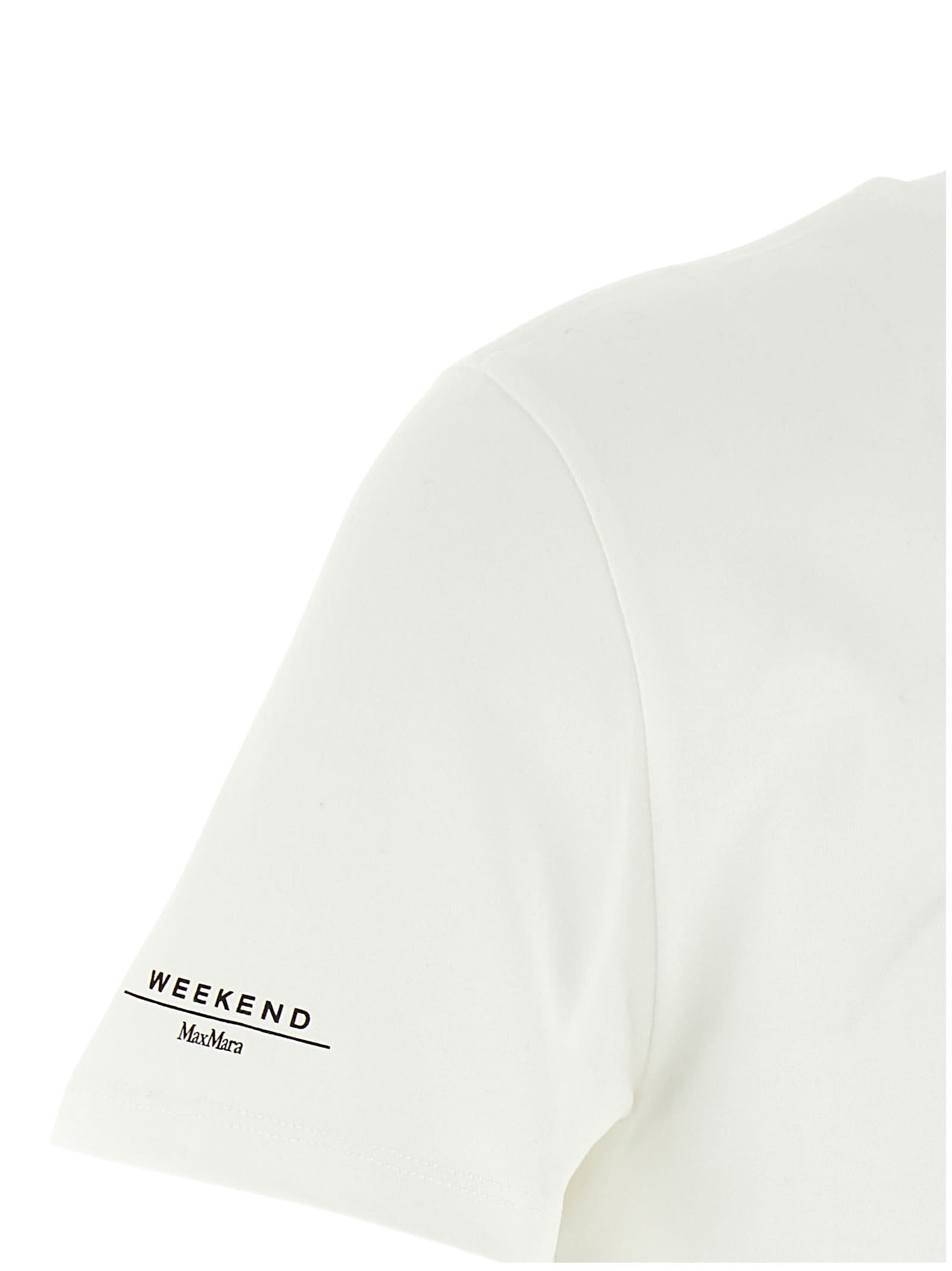 Weekend Max Mara Crew Neck Floral Print Short Sleeves Top In White