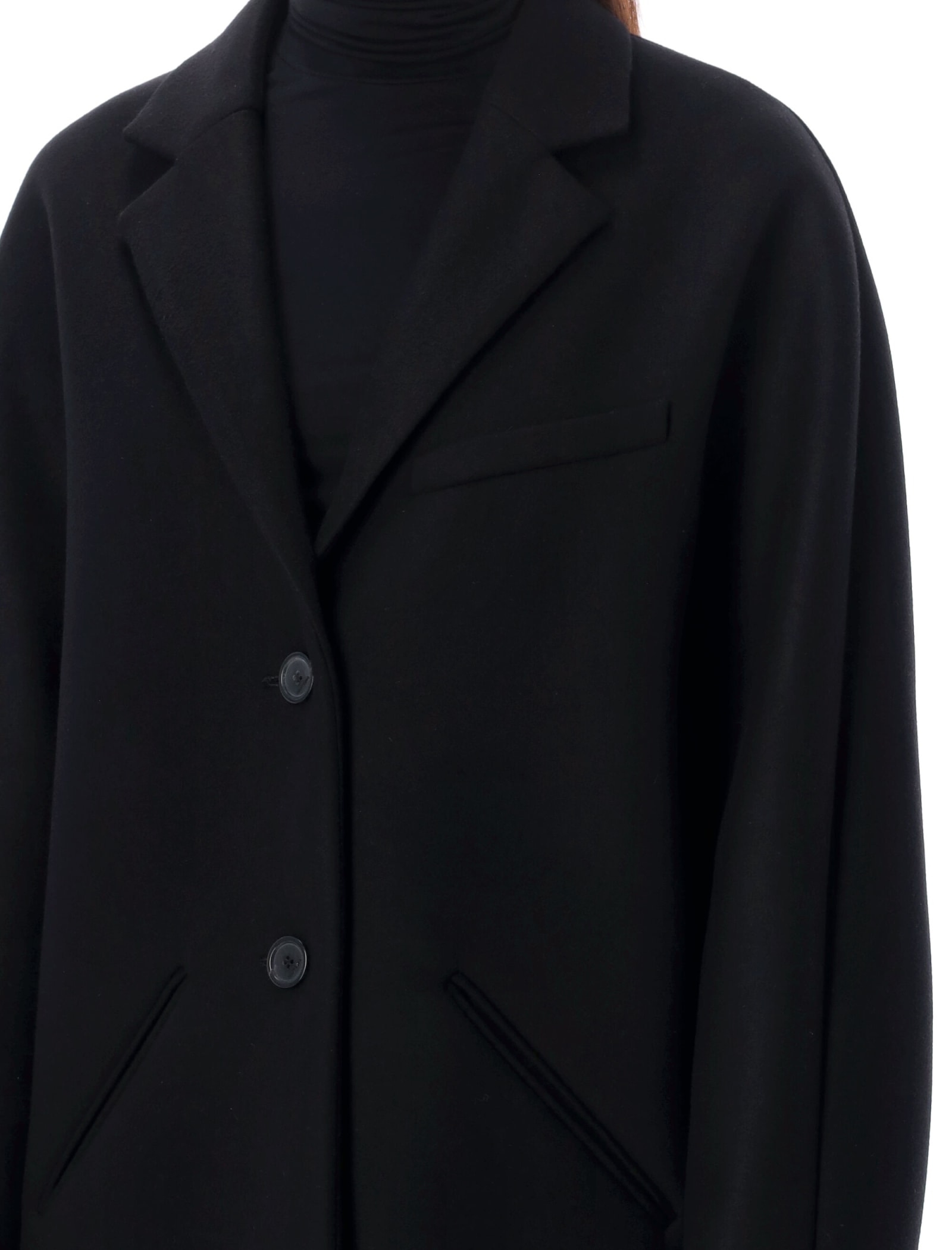 Shop Courrèges Cocoon Coat In Black