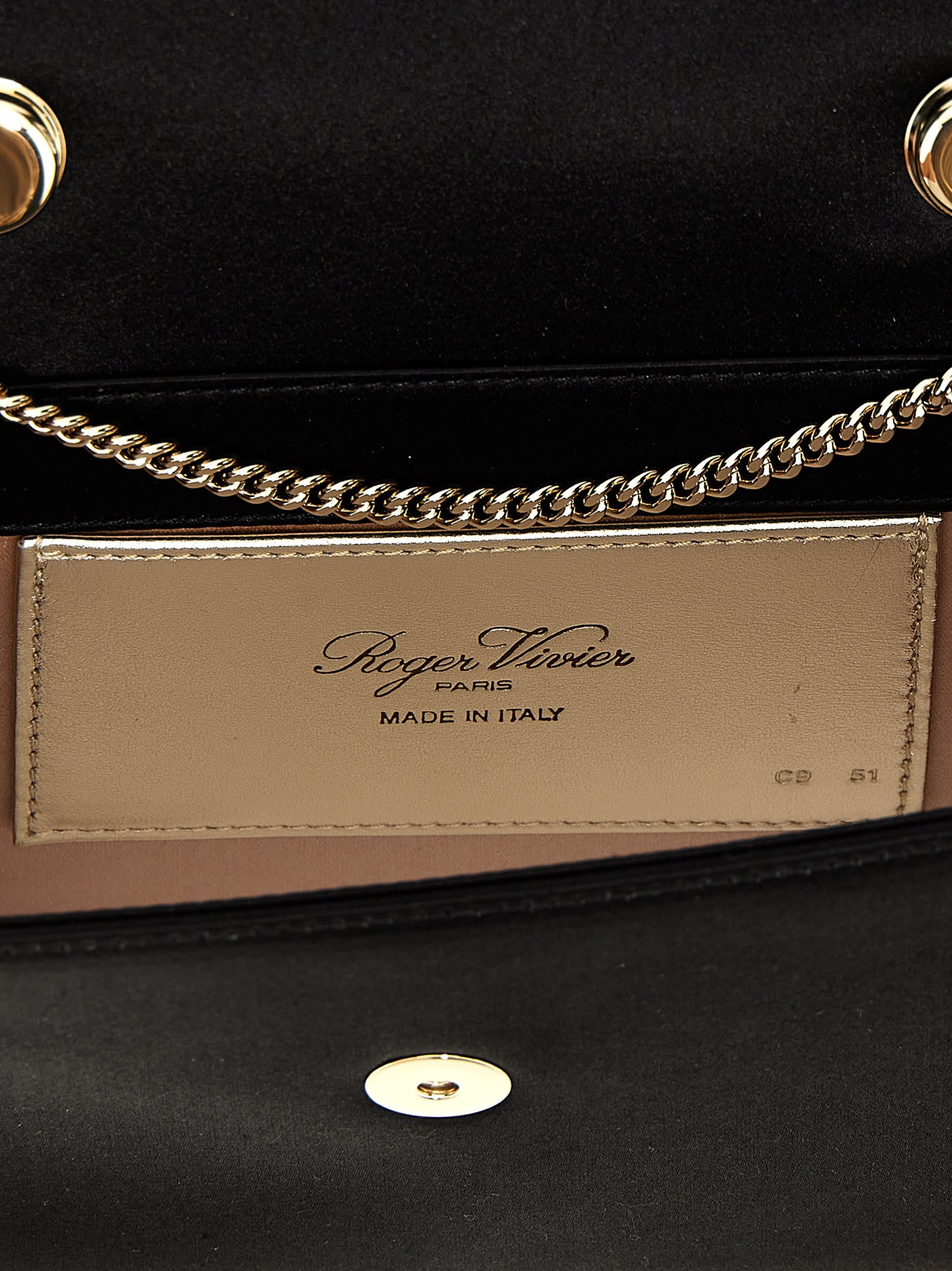 Roger Vivier Flower Strass Jewel Mini Handbag In Black