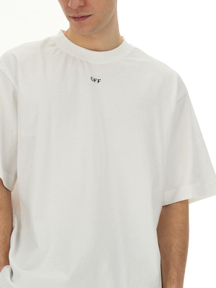 Shop Off-white Logo Printed Crewneck T-shirt In White/black