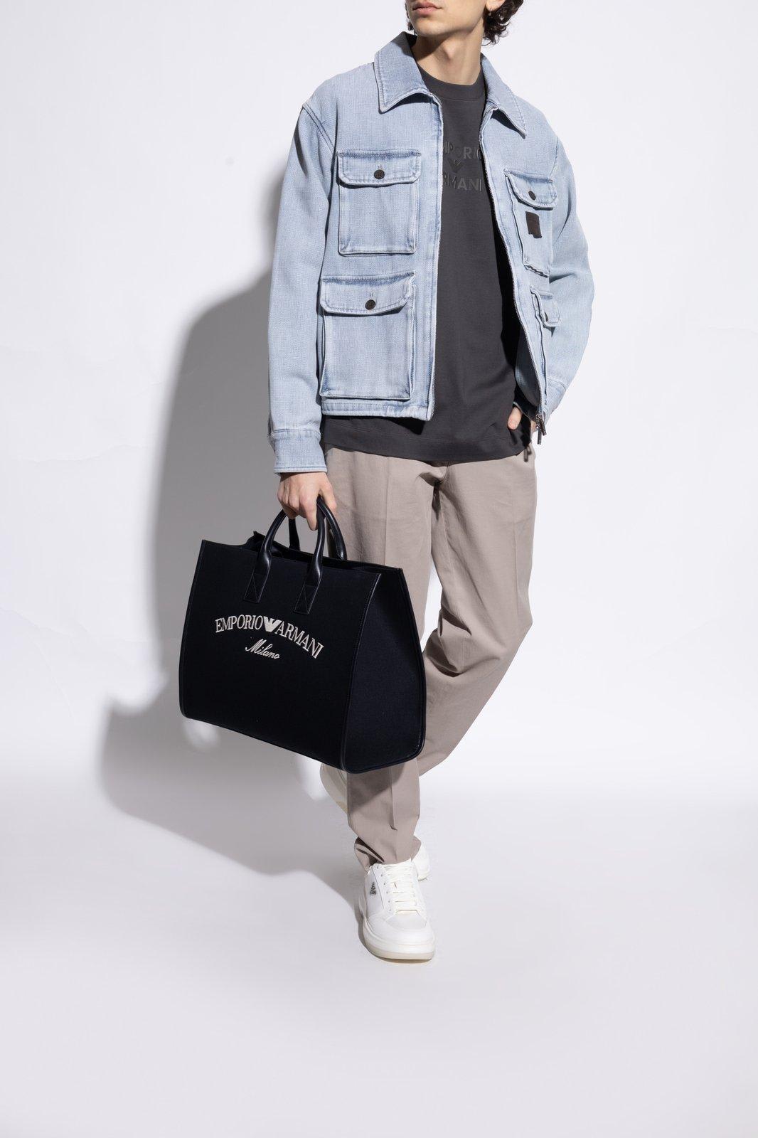 Emporio Armani Men's Logo Sneakers In Bianco