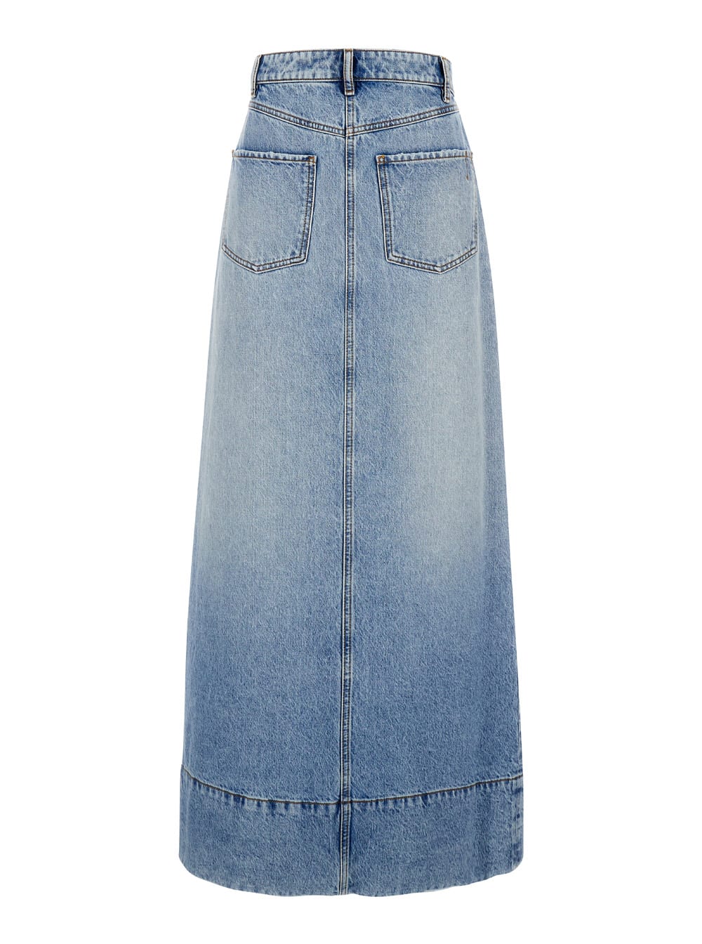 Shop Sportmax Maxi Light Blue Skirt With Reversed Front And Rear In Denim Woman