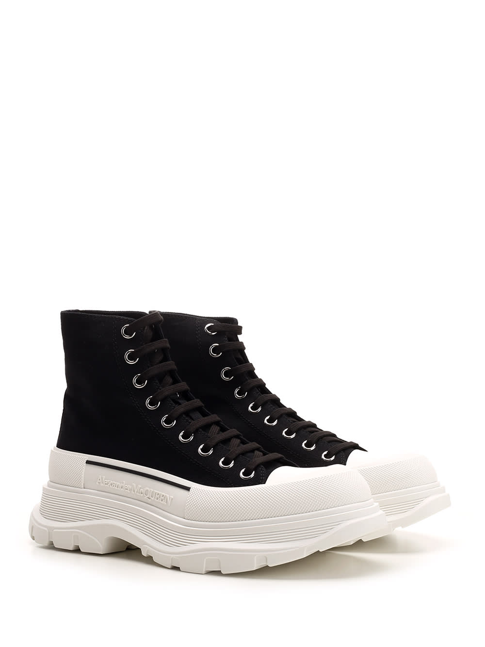 Shop Alexander Mcqueen Black Tread Slick High-top Sneakers In Black/white