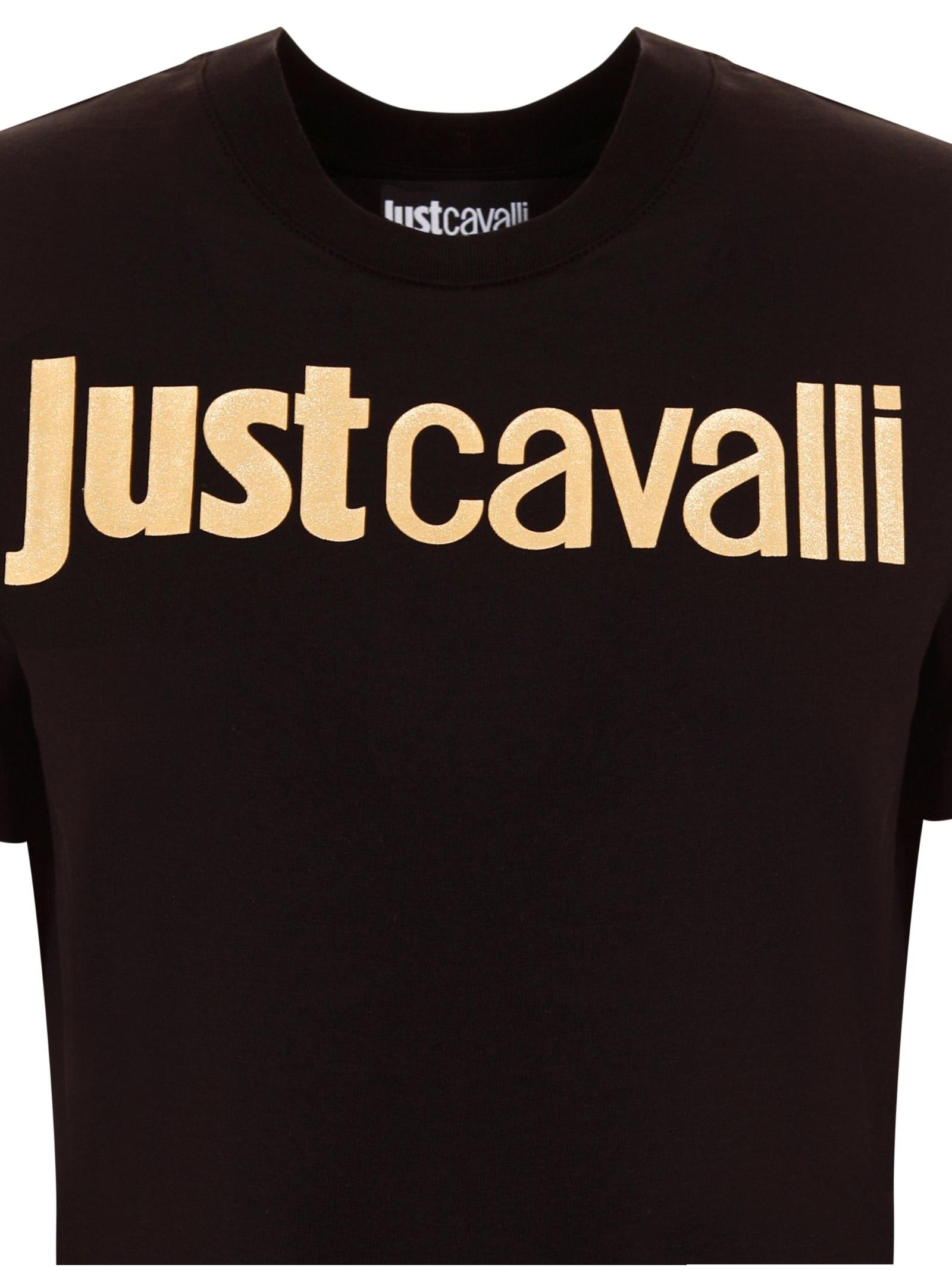 Just Cavalli Logo-laminated Cotton T-shirt In Black