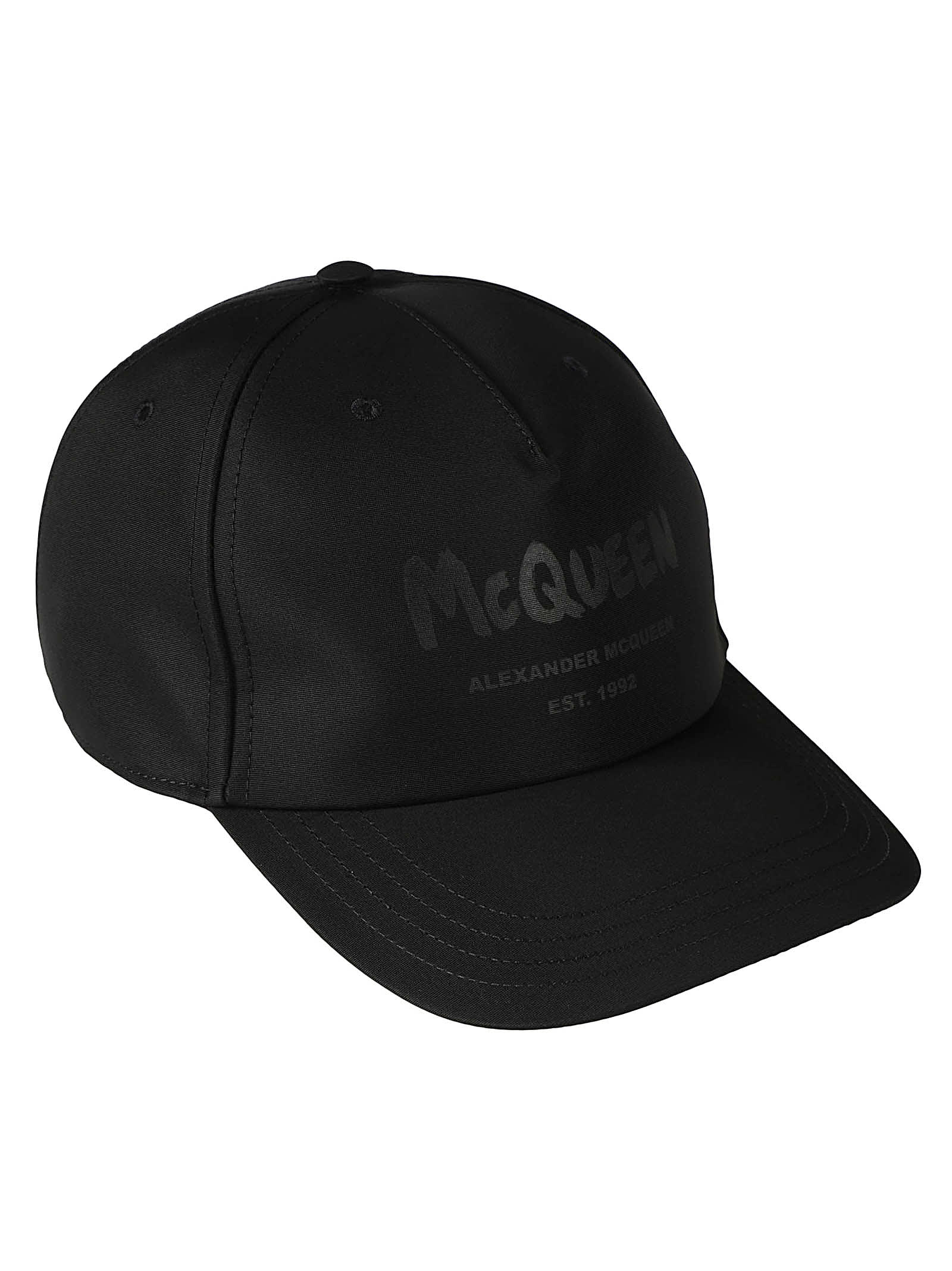 Alexander Mcqueen Logo Print Baseball Cap In Black