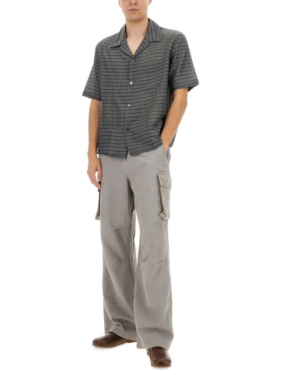 Our Legacy Heusen Checked Cotton And Silk Bowling Shirt In Grey