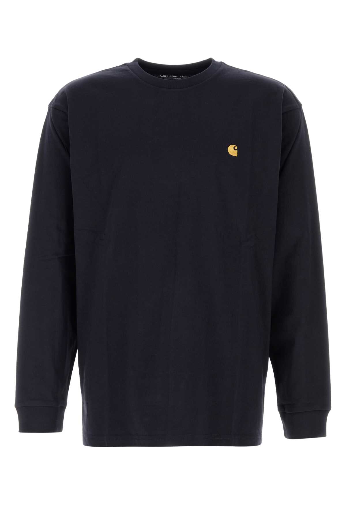 Carhartt Chase T-shirt With Crew Neck And Long Sleeves In Black