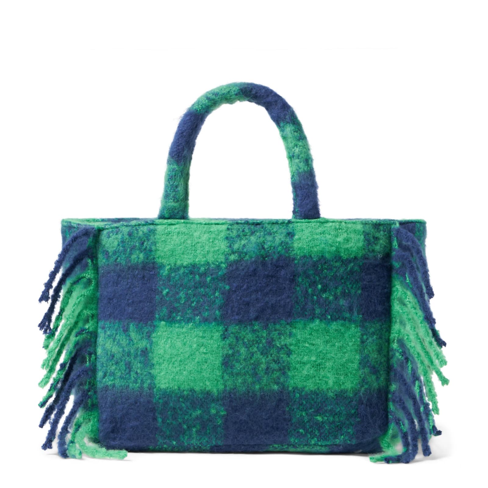 Shop Mc2 Saint Barth Colette Handbag With Green Tartan Print In Multicolor