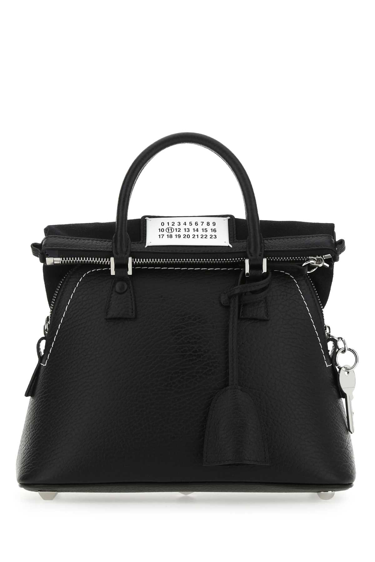 Shop Maison Margiela Black Leather Mini 5ac Handbag In T8013