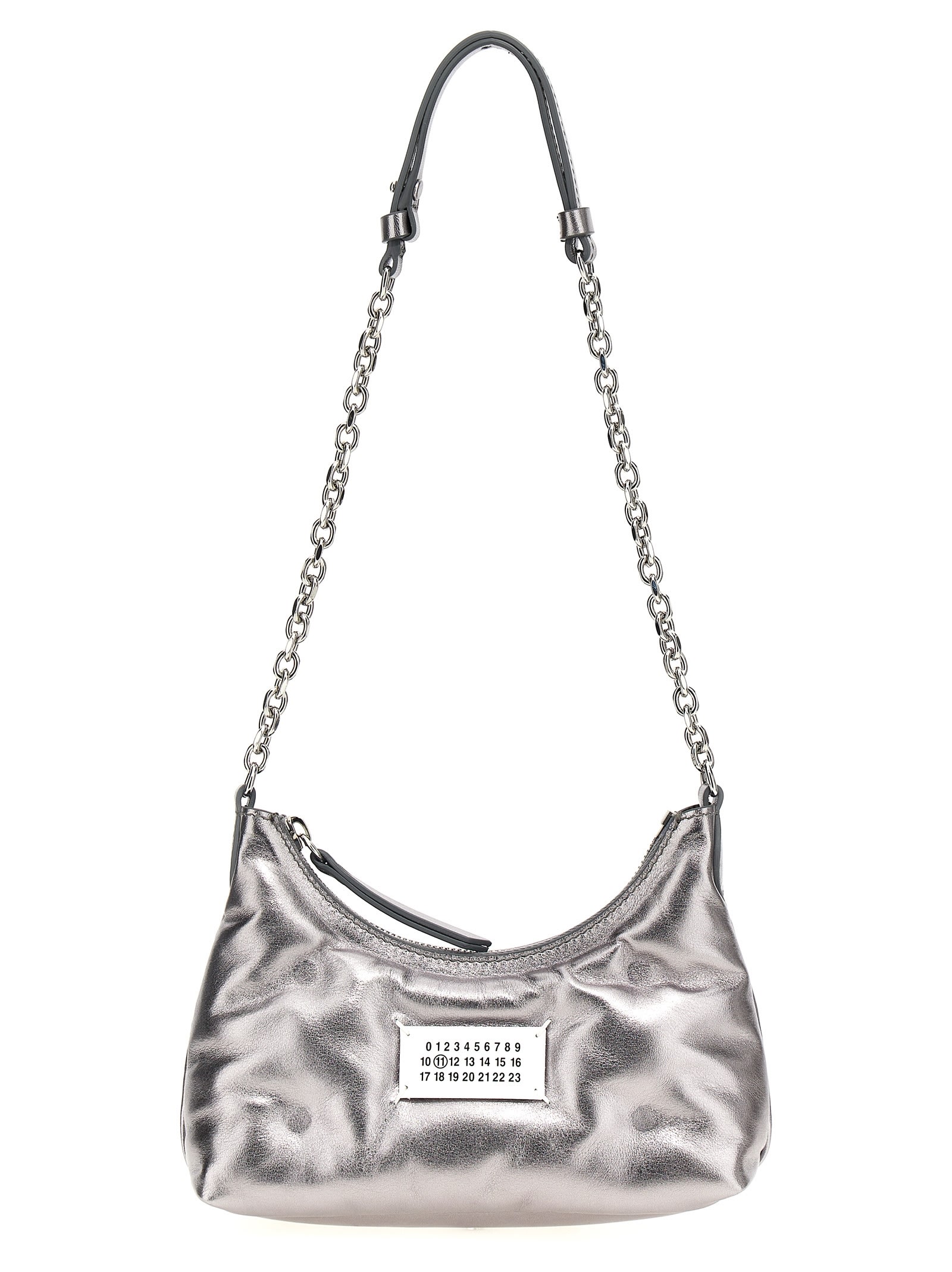 Shop Maison Margiela Glam Slam Hobo Micro Handbag In Metallic Grey