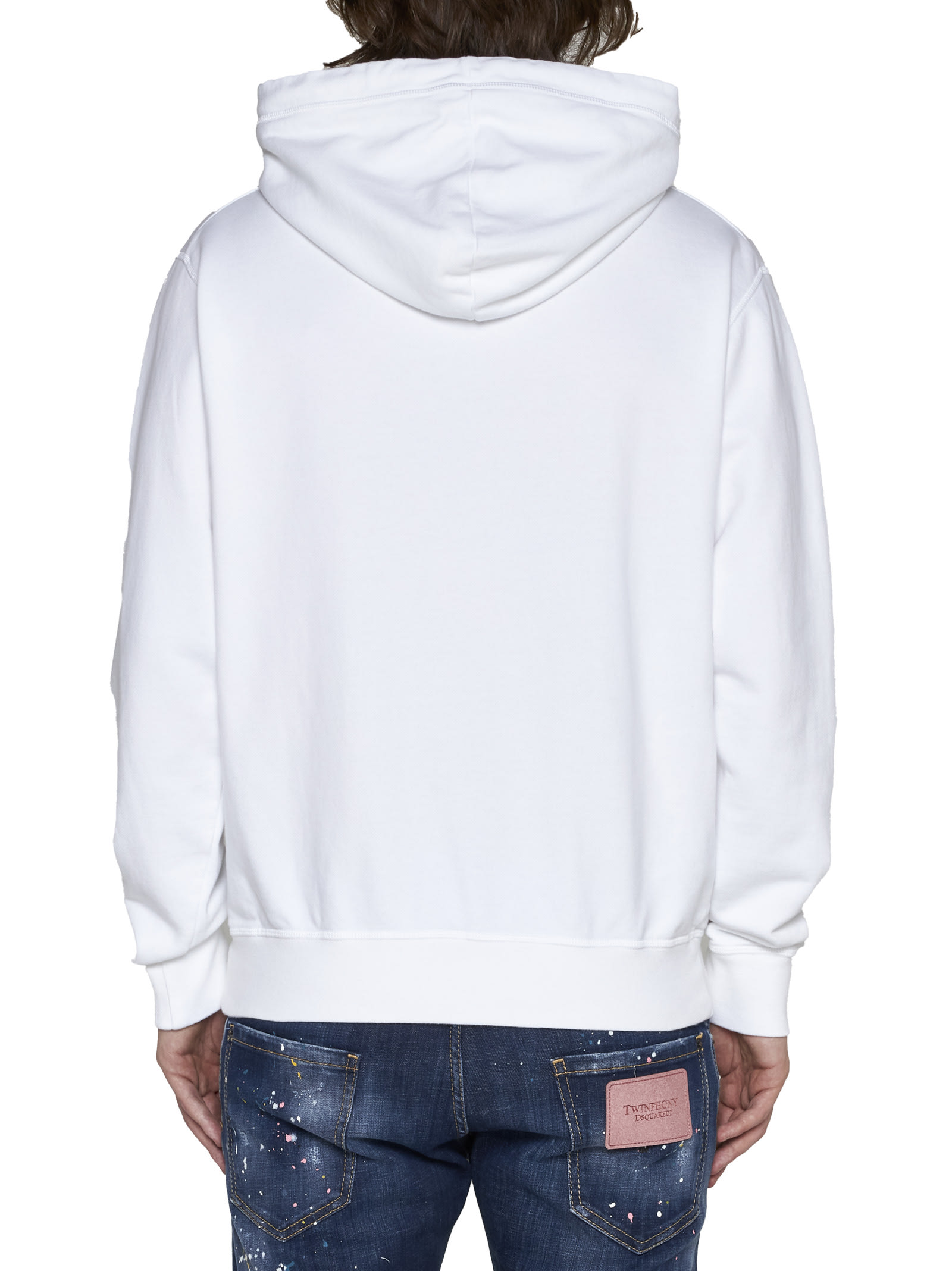 Dsquared2 Logo Cotton Hoodie In White