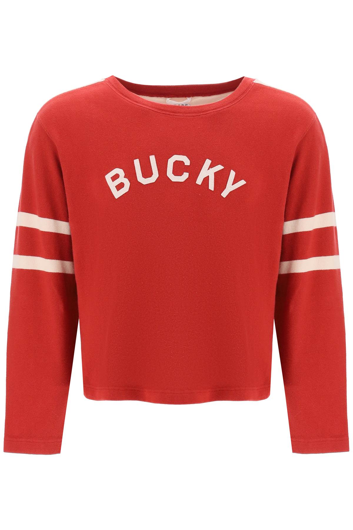 Shop Bode Bucky Two-tone Cotton Sweater In Red Ecru (red)