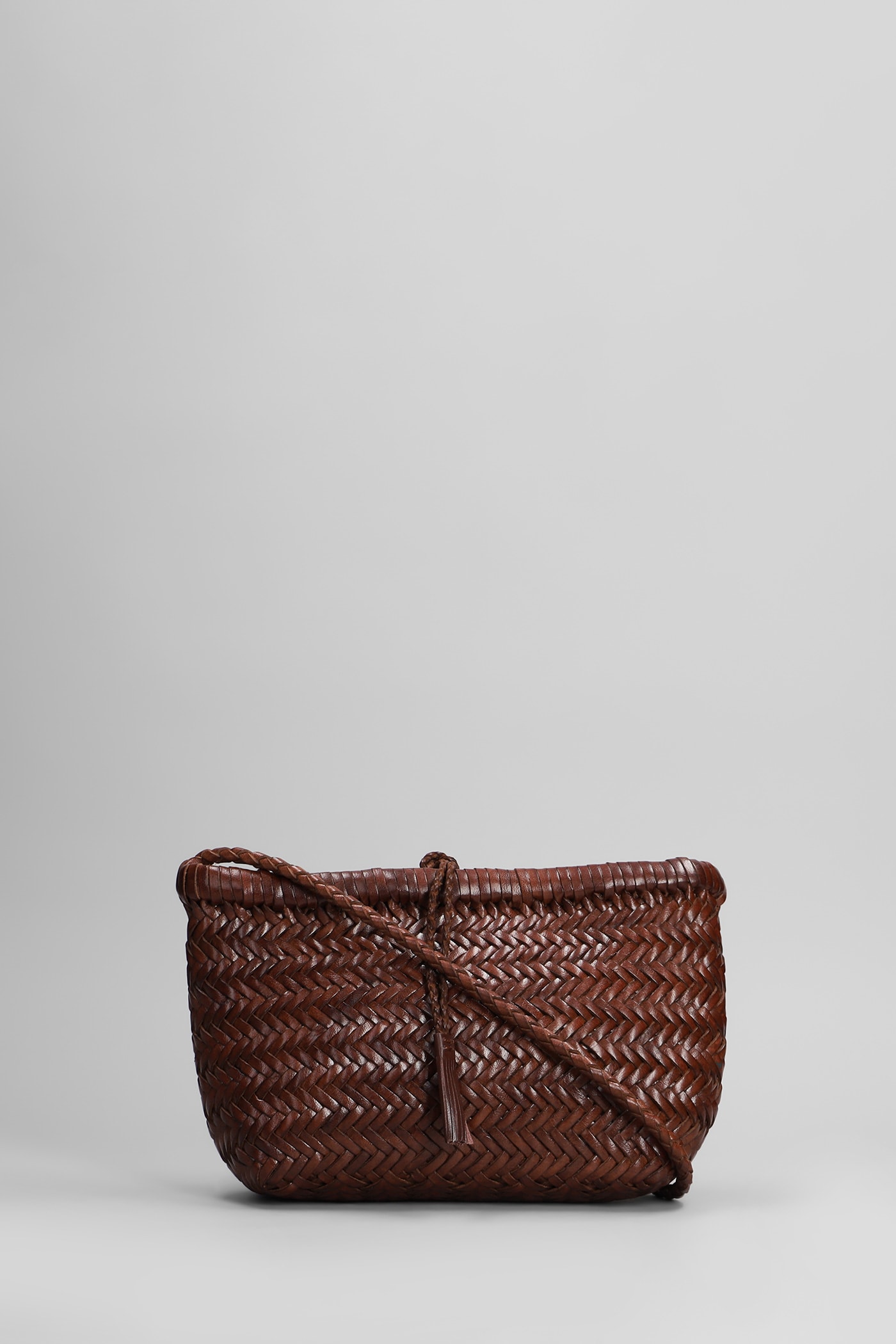 Minsu Mini Basket Hand Bag In Brown Leather