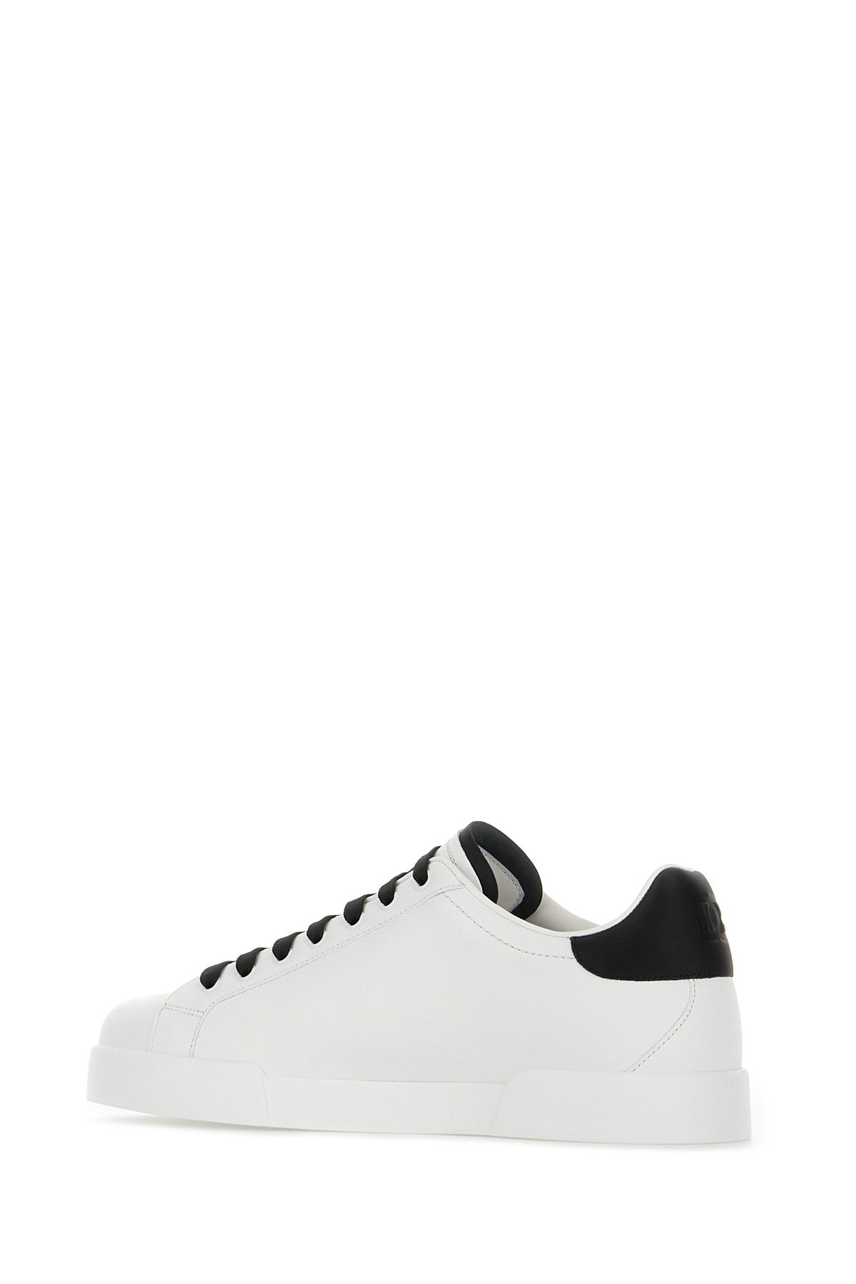 Shop Dolce & Gabbana Two-tone Leather Portofino Sneakers In Bianco Nero