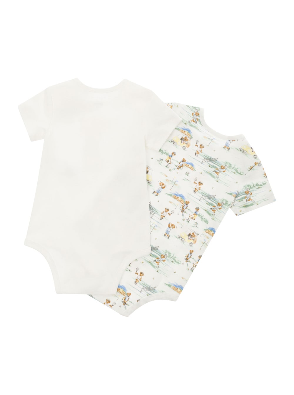 Shop Polo Ralph Lauren White Set Of Two Onesie With Teddy Bear Print In Cotton Baby In Multicolor