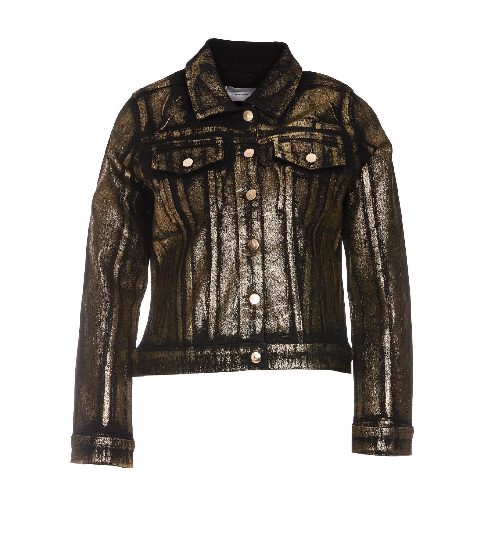Madison.maison Panelled Foiled-finish Denim Jacket In Black