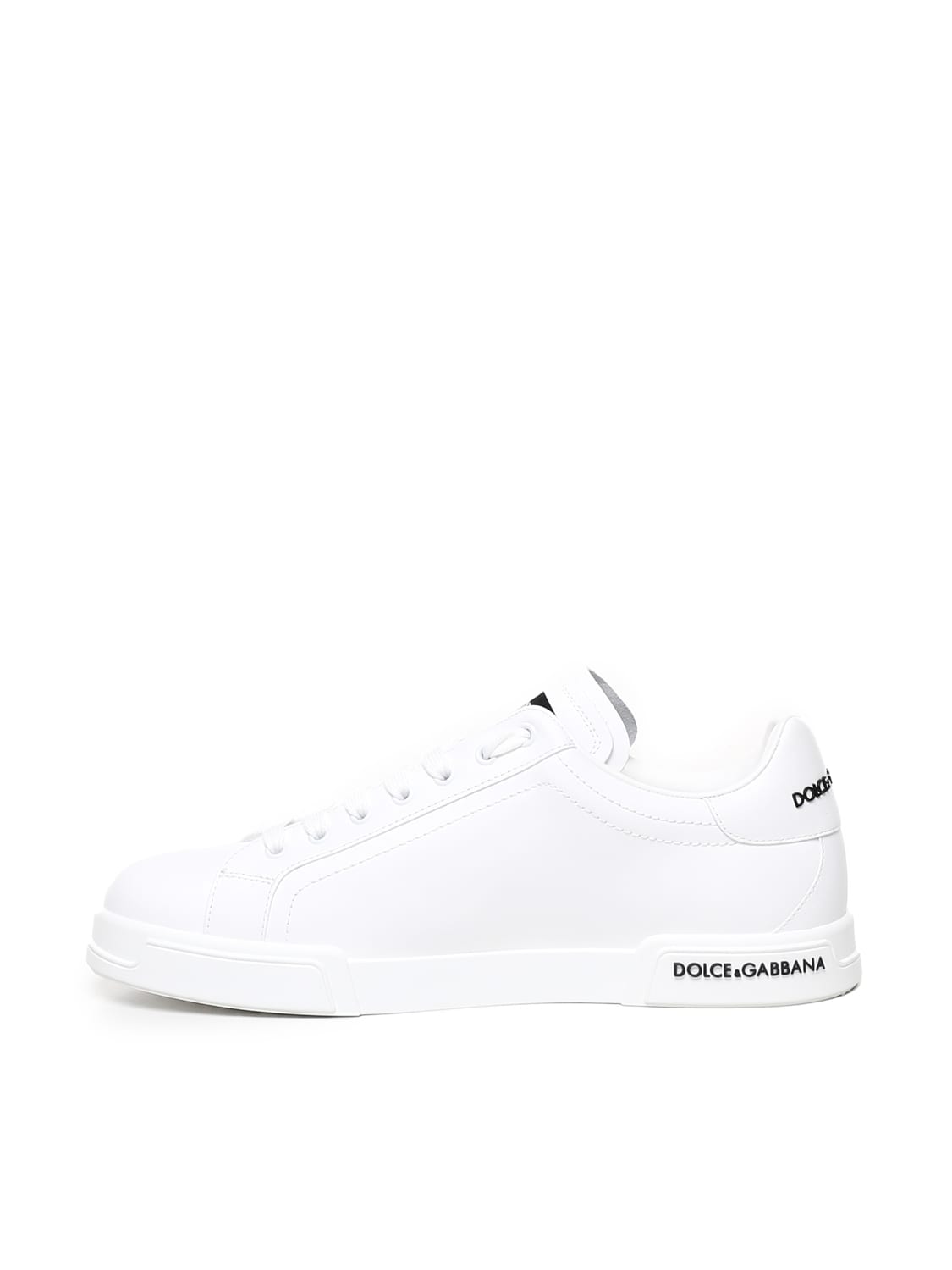 Shop Dolce & Gabbana Portofino Leather Sneakers In White