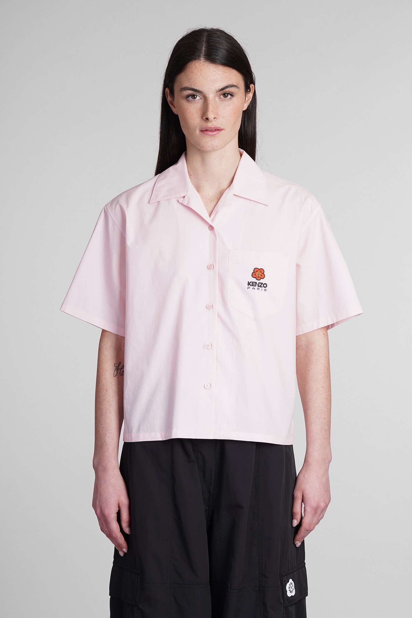 Shop Kenzo Shirt In Rose-pink Cotton