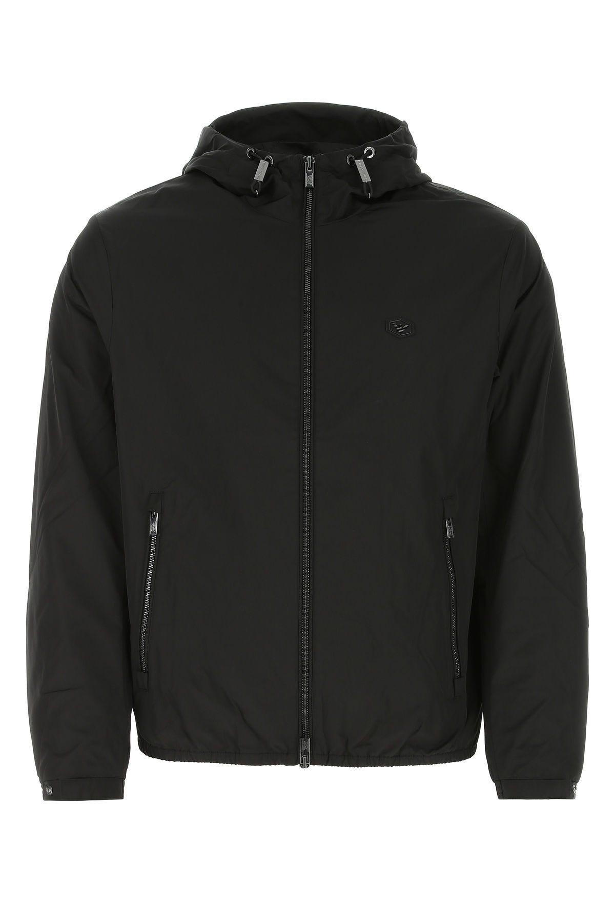 Shop Emporio Armani Black Polyester Jacket