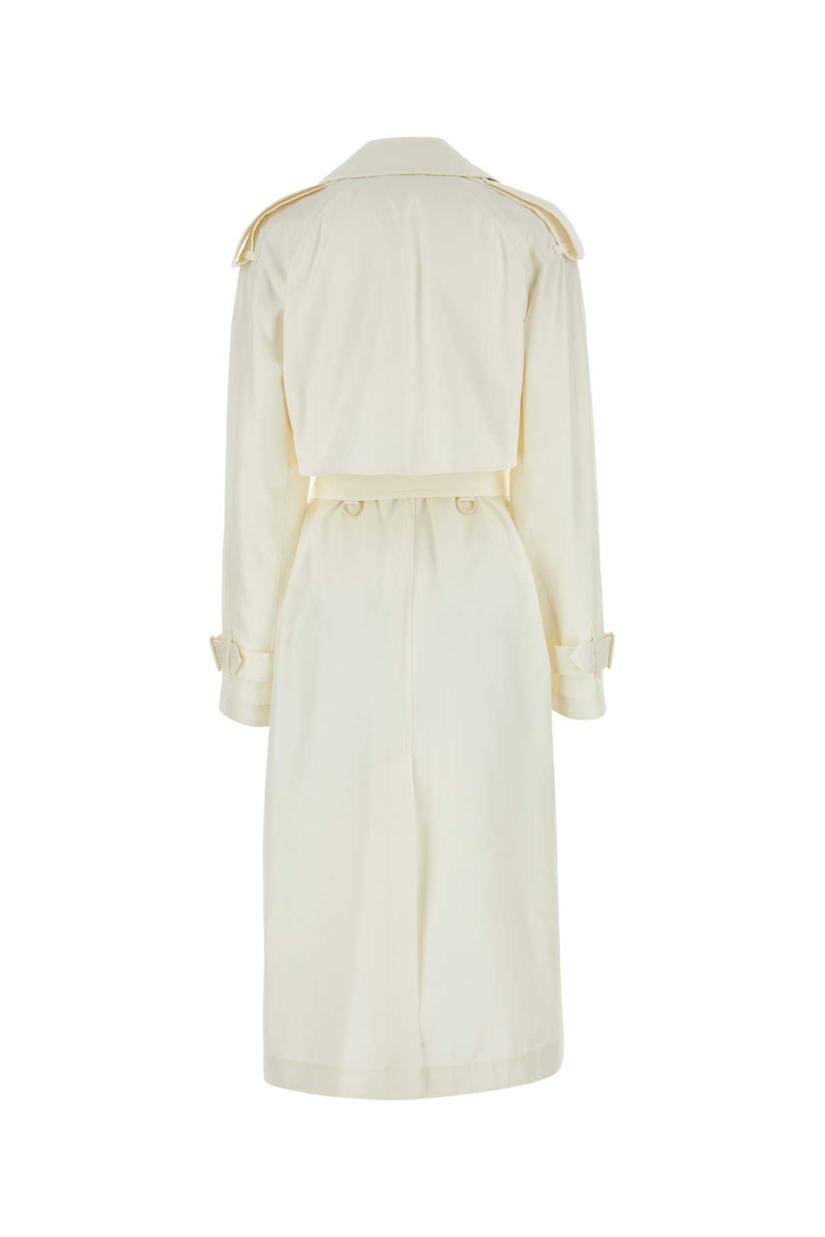 Shop Burberry Ivory Silk Trench Coat In Grain