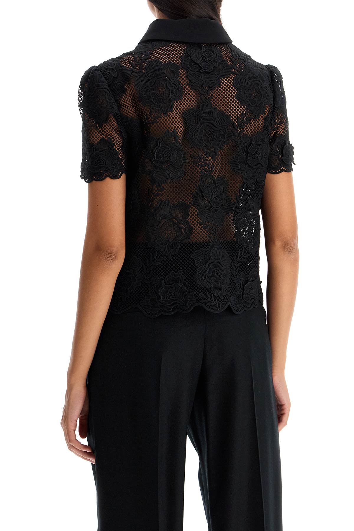 Shop Self-portrait Lace Top With Buttons. In Black (black)