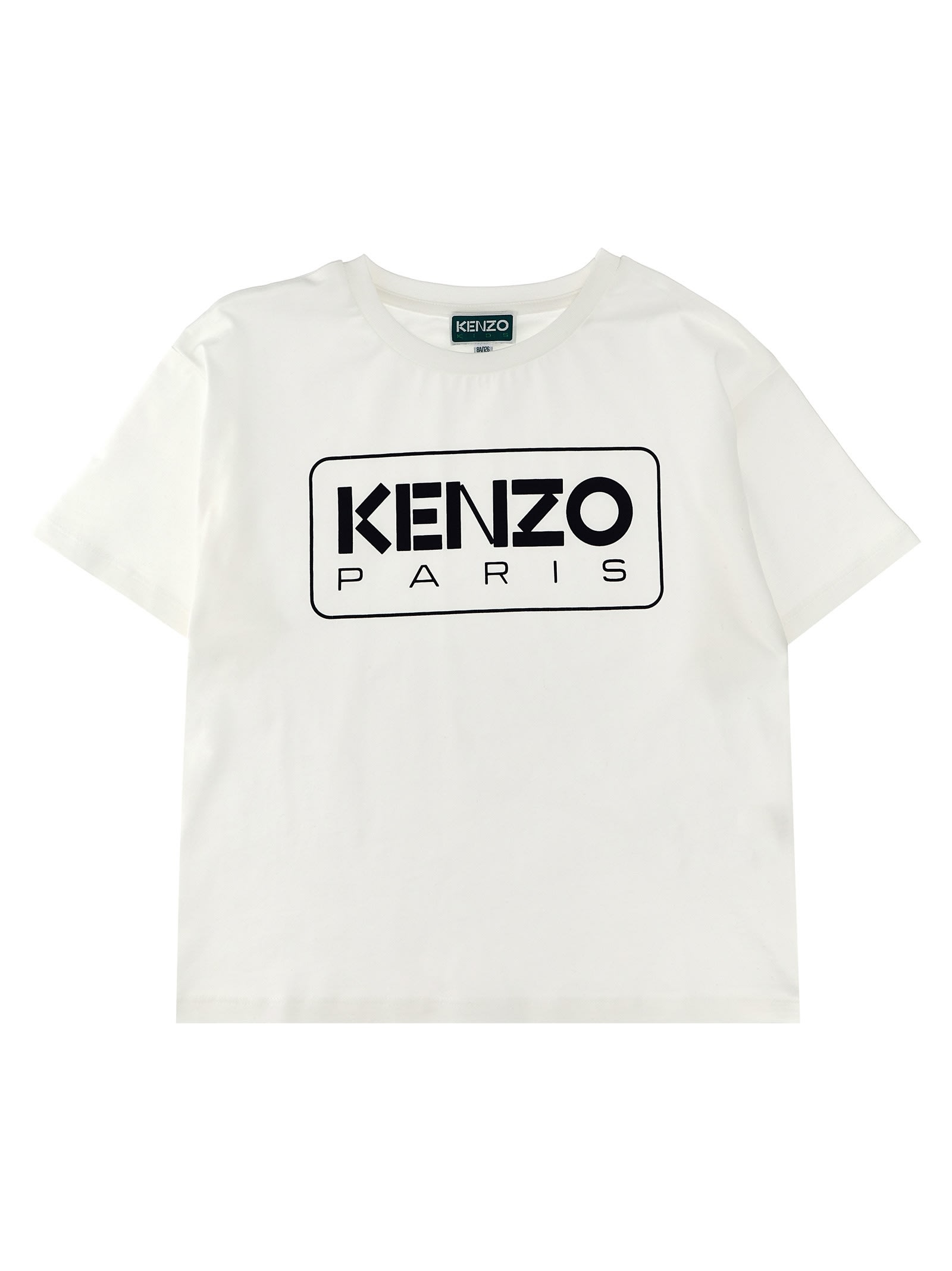 Kenzo Kids' Logo Print T-shirt In Ivory