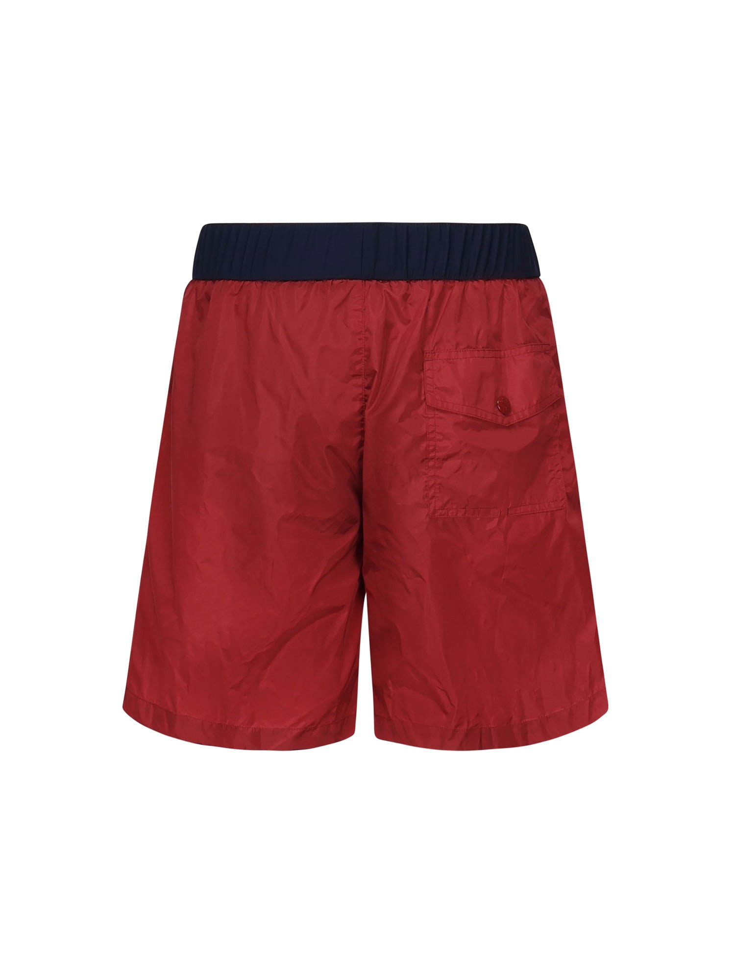 Moncler Nylon Logo Swim Shorts In Red