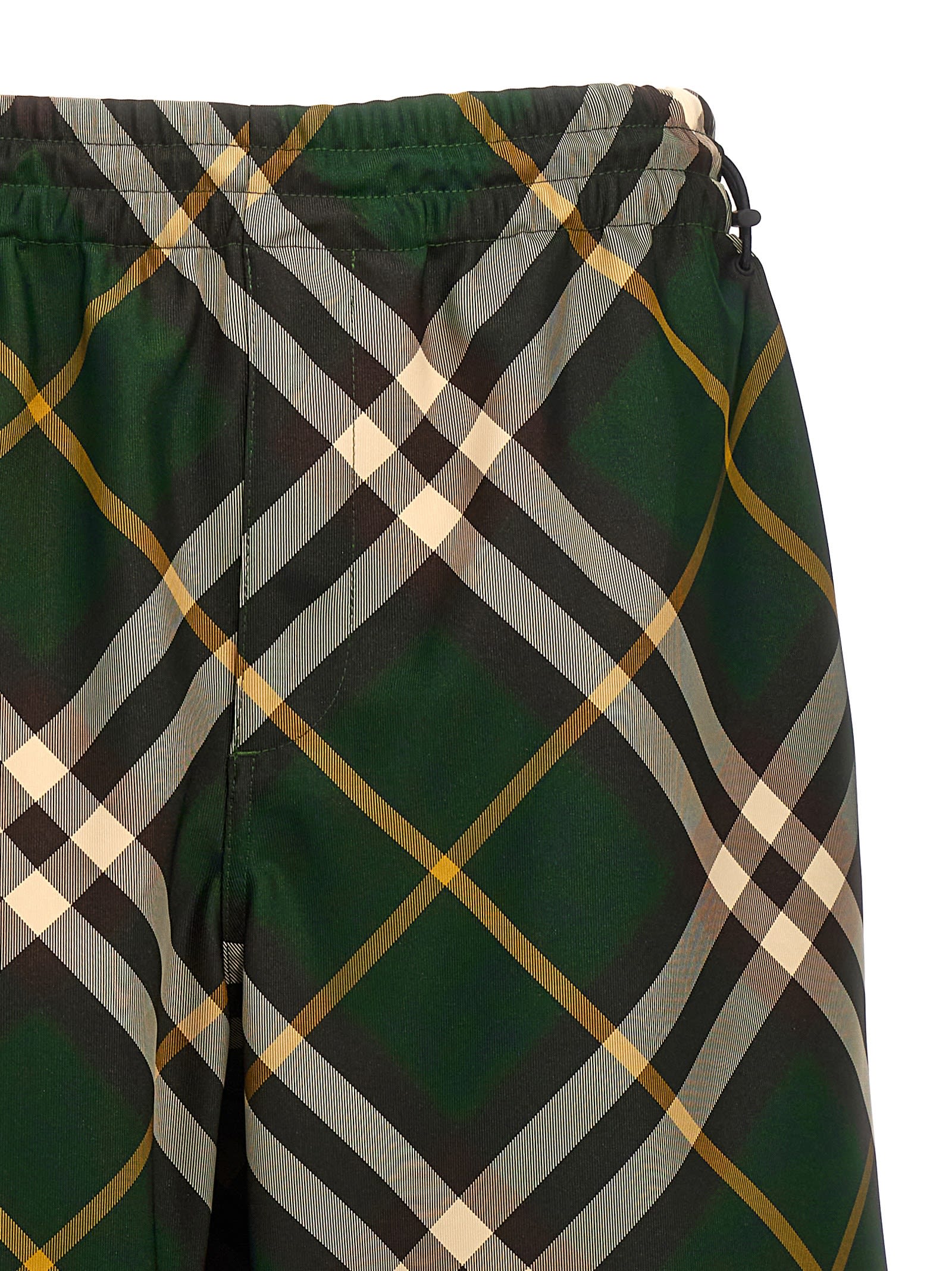 Shop Burberry Check Pants In Green