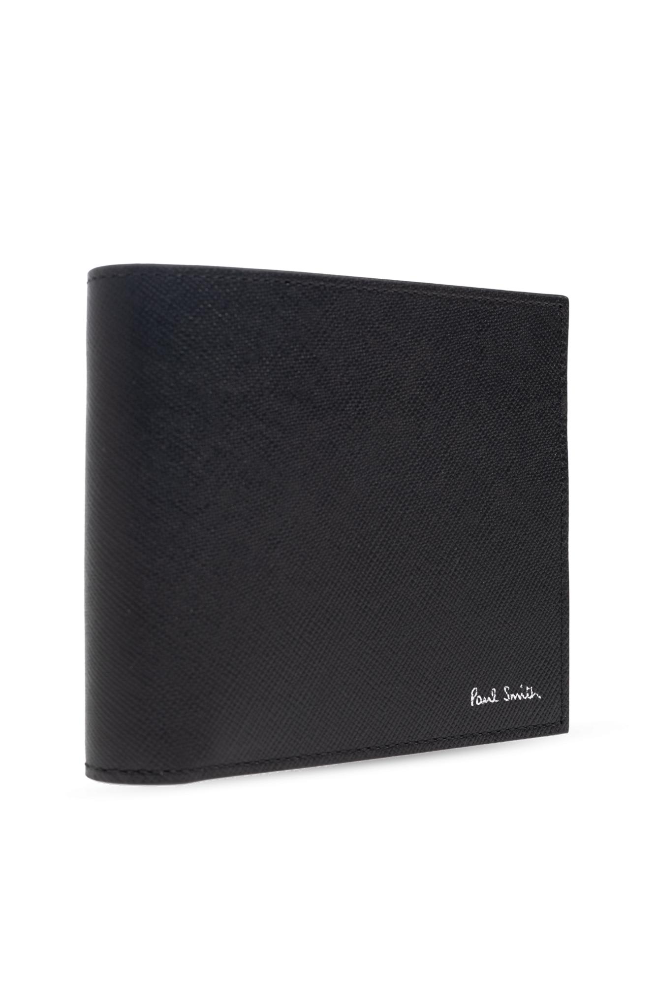 Paul Smith Textured Lambskin Bifold Wallet With Signature Detail In Black