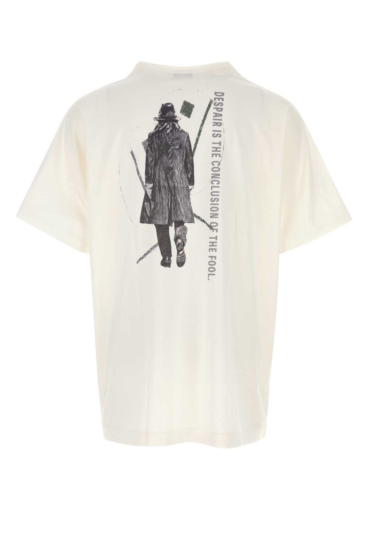 Yohji Yamamoto Oversized Graphic Print Crew Neck T-shirt In Neutral
