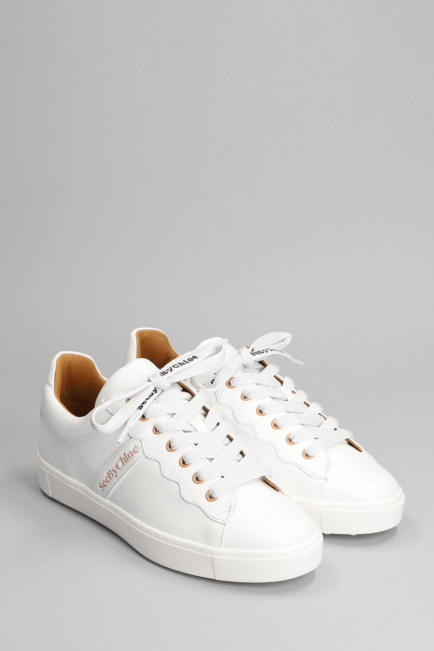 Shop See By Chloé Essie Sneakers In White Leather In Bianco