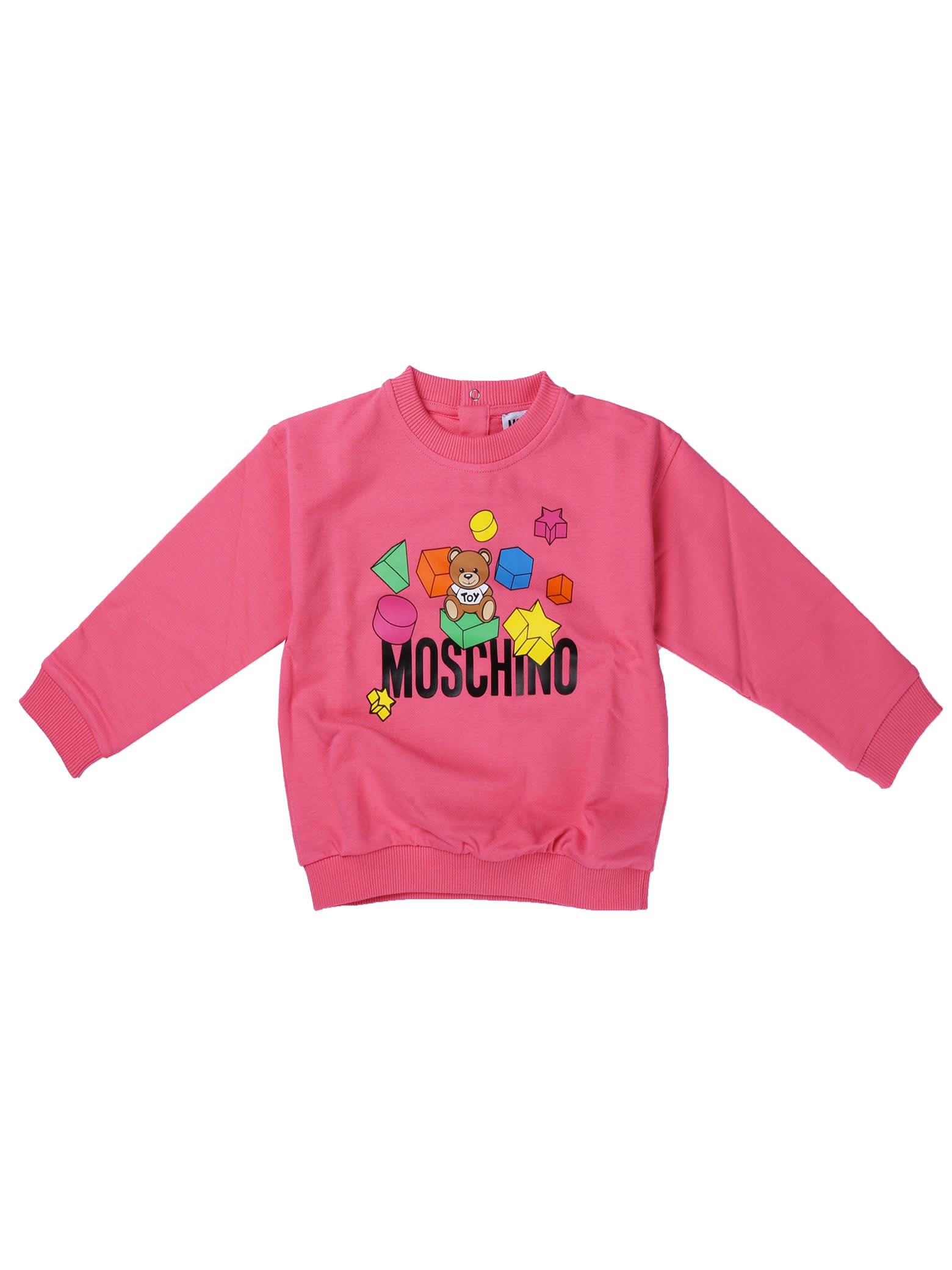 Moschino Pink Camelia Crew Neck Sweatshirt