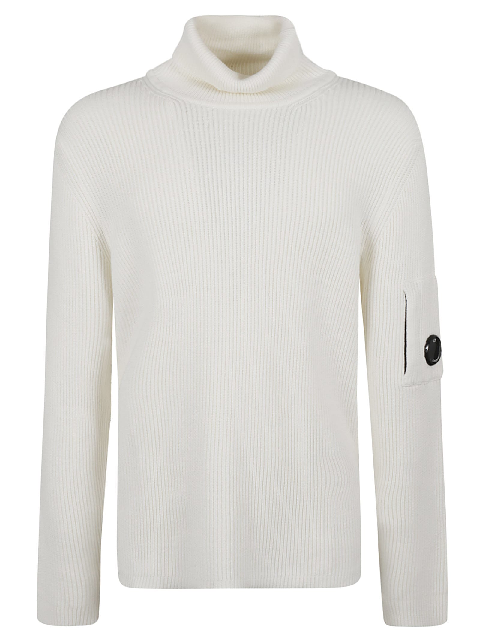 Shop C.p. Company Full Rib Turtleneck Pullover In Gauze White