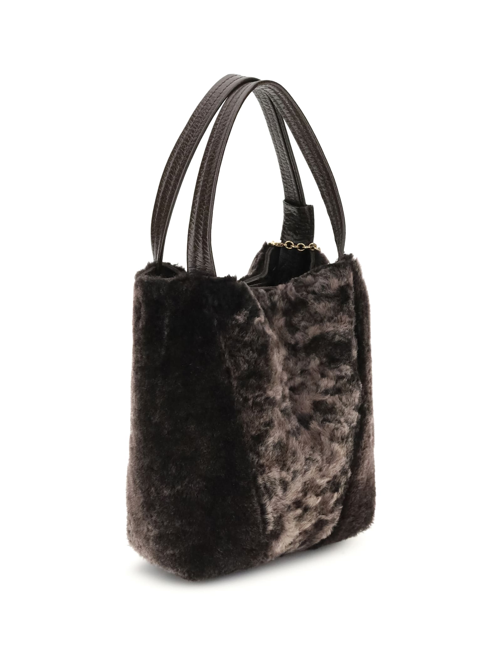 Chloé Small Spin Genuine Shearling Tote In Brown