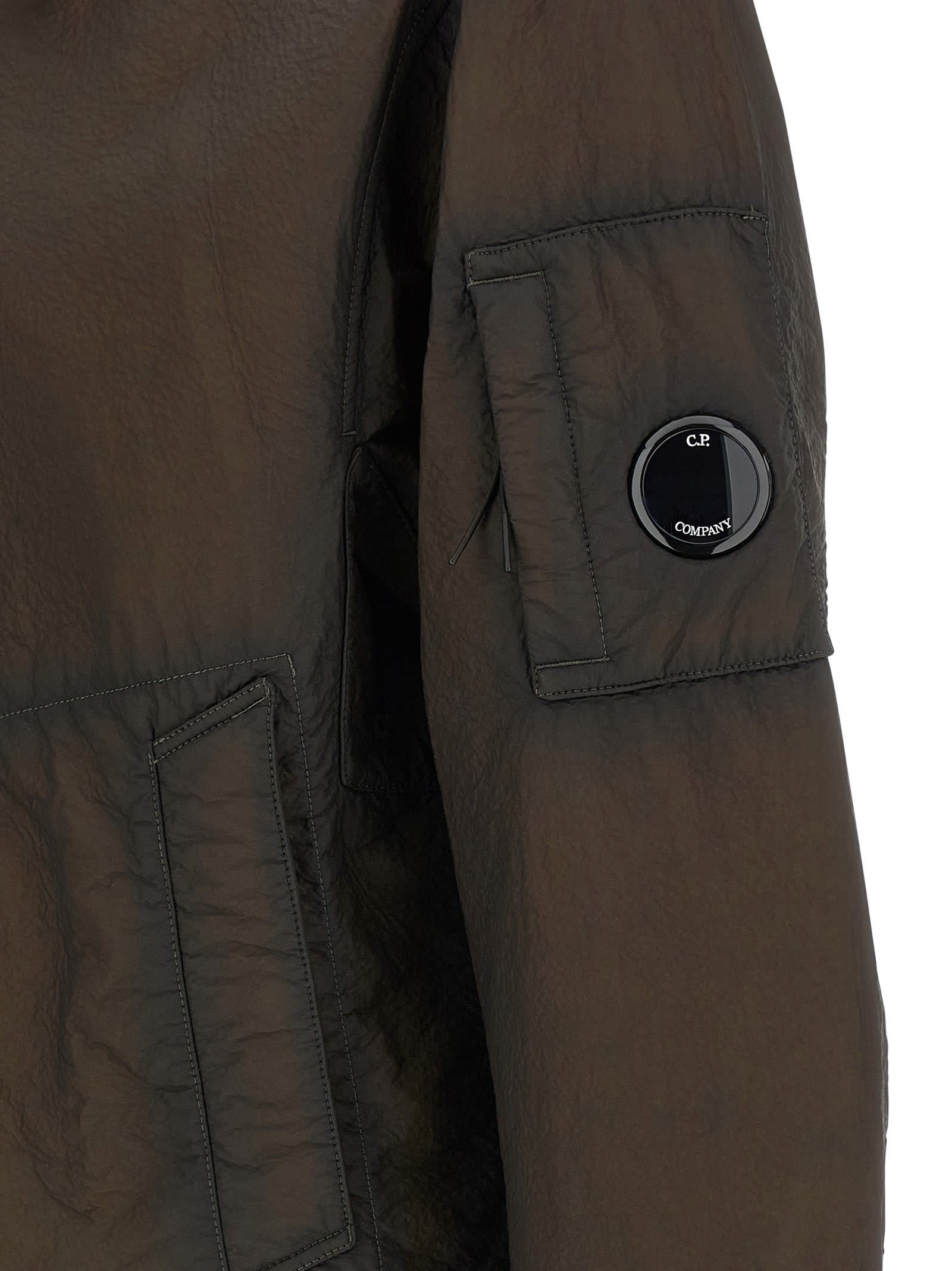 C.p. Company Bi-film Felt Jacket Puffer Jackets Green In Green