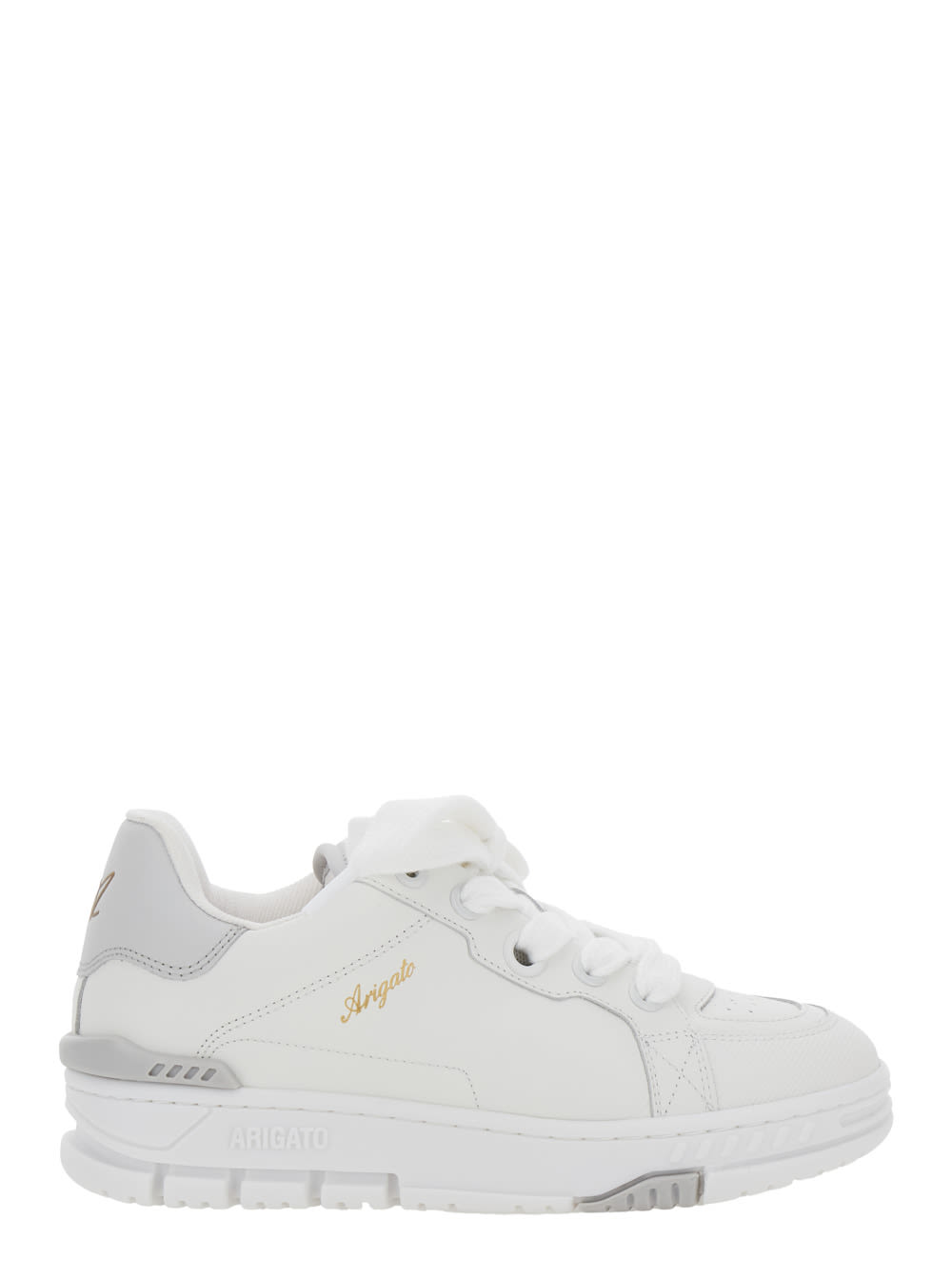 area Haze Grey And White Low Top Sneakers With Laminated Leather In Leather Blend Woman