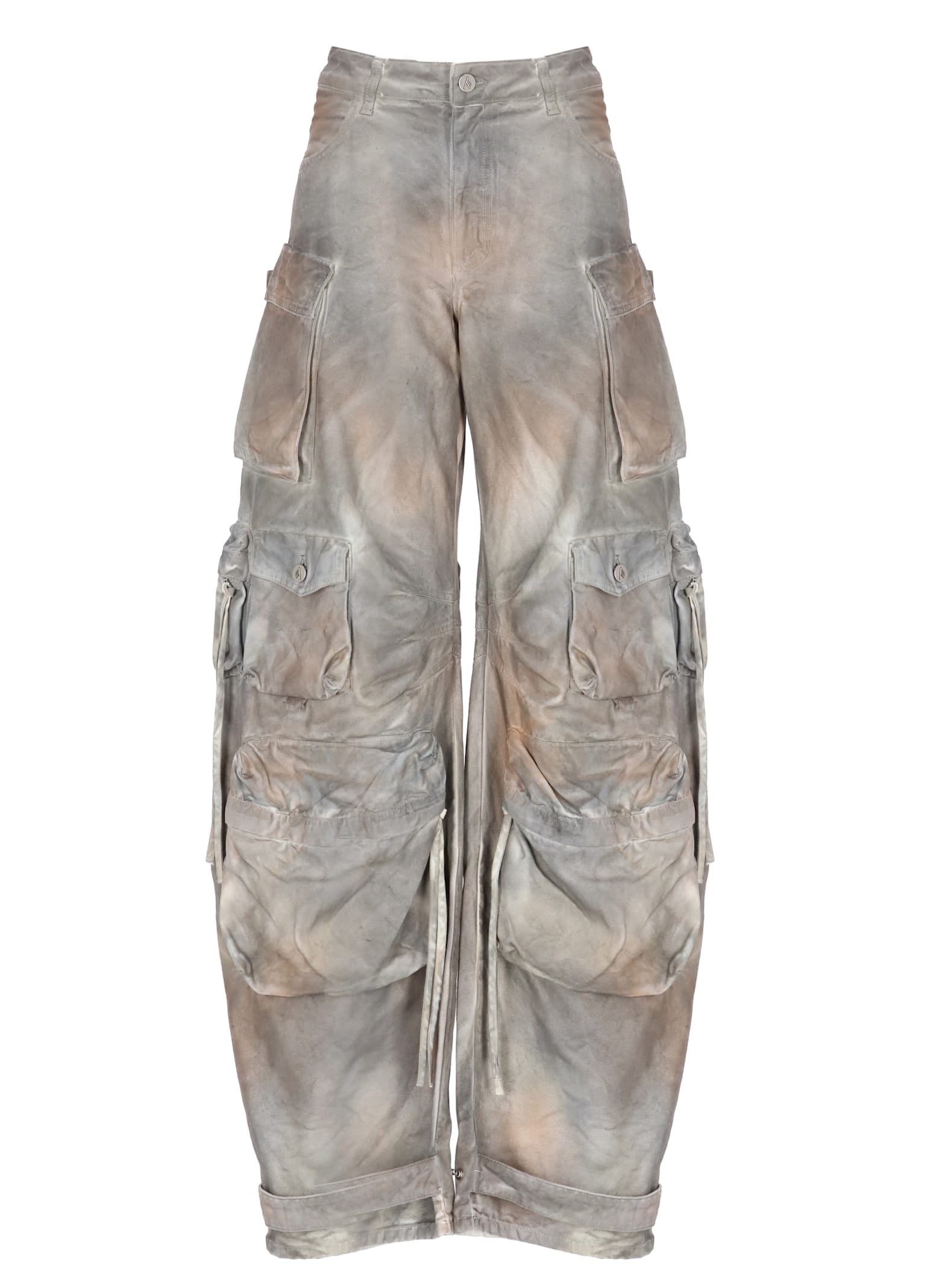 Attico Cargo Jeans With Belt Loops And Tie Features In Gray