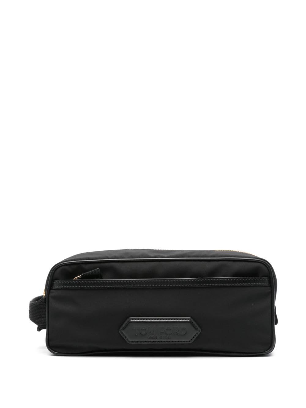 Shop Tom Ford Recycled Nylon Double Zip Toiletry In Black