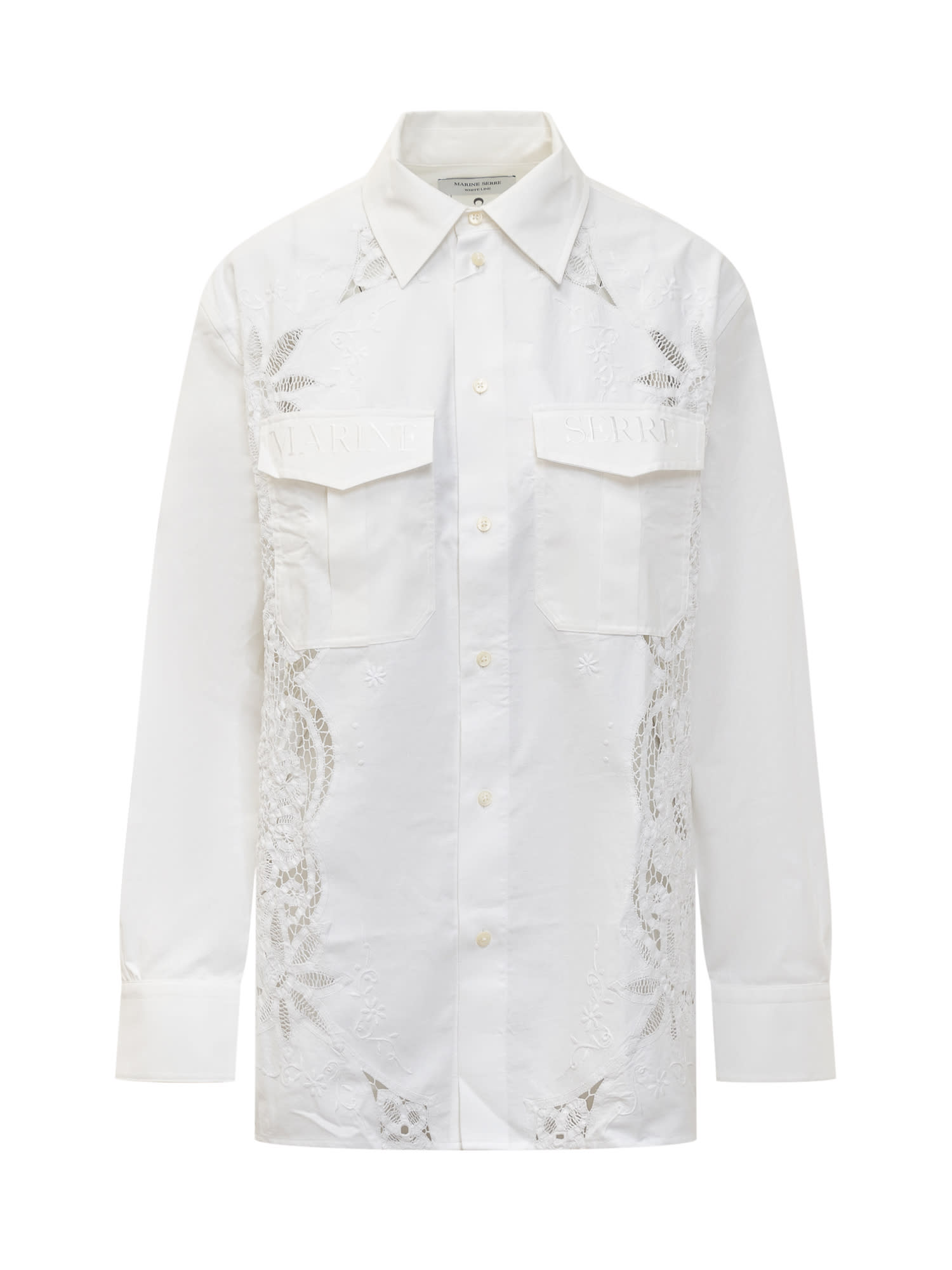 Shop Marine Serre Shirt With Embroidery And Logo In Off White