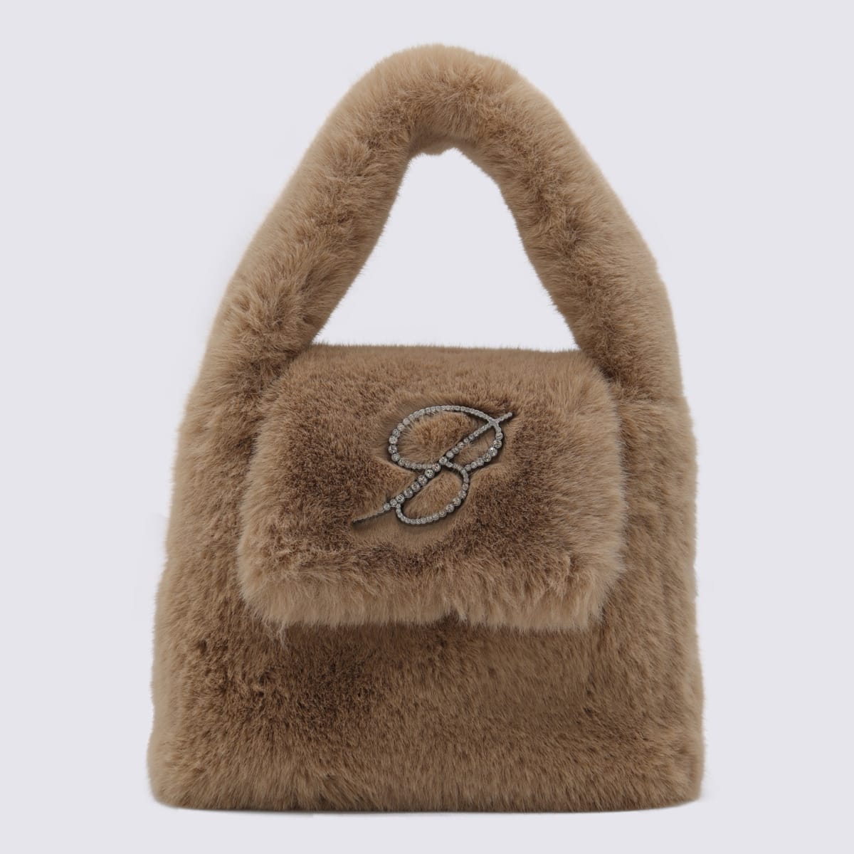 Camel Faux Fur Monogram B Bag
