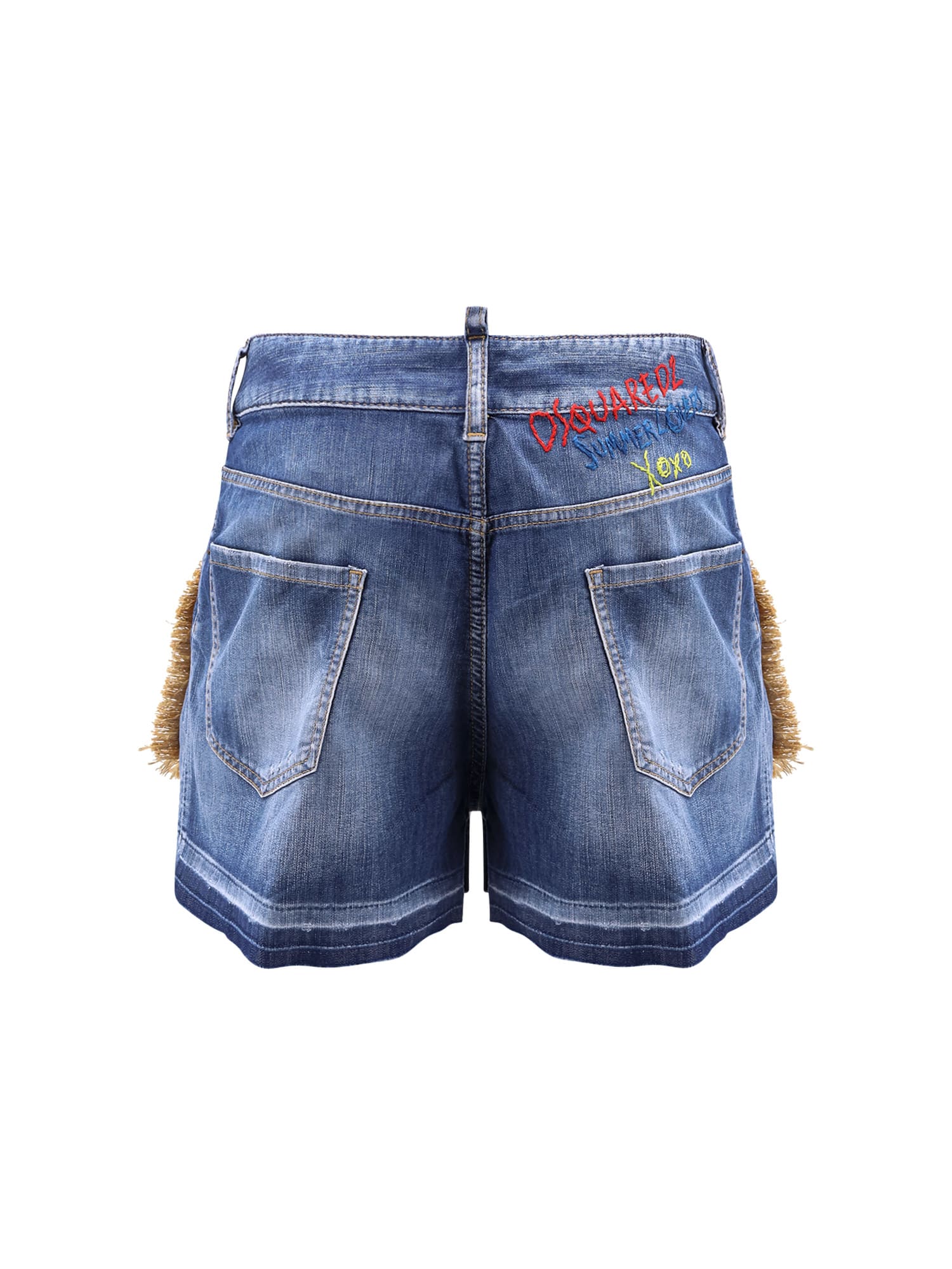 Dsquared2 Summer Lovers Denim Shorts With Fringe Detailing