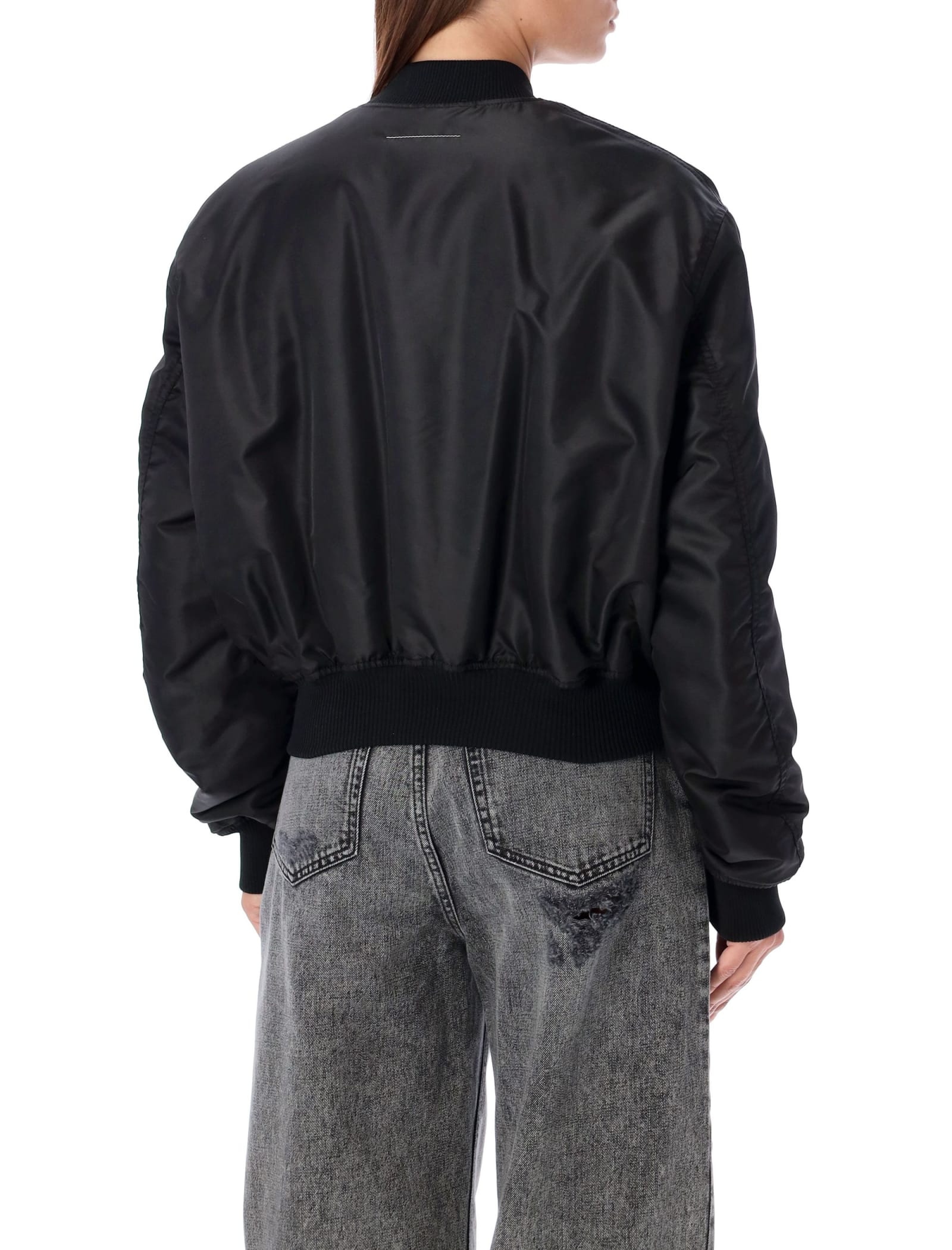 Shop Mm6 Maison Margiela Bomber Nylon In Black