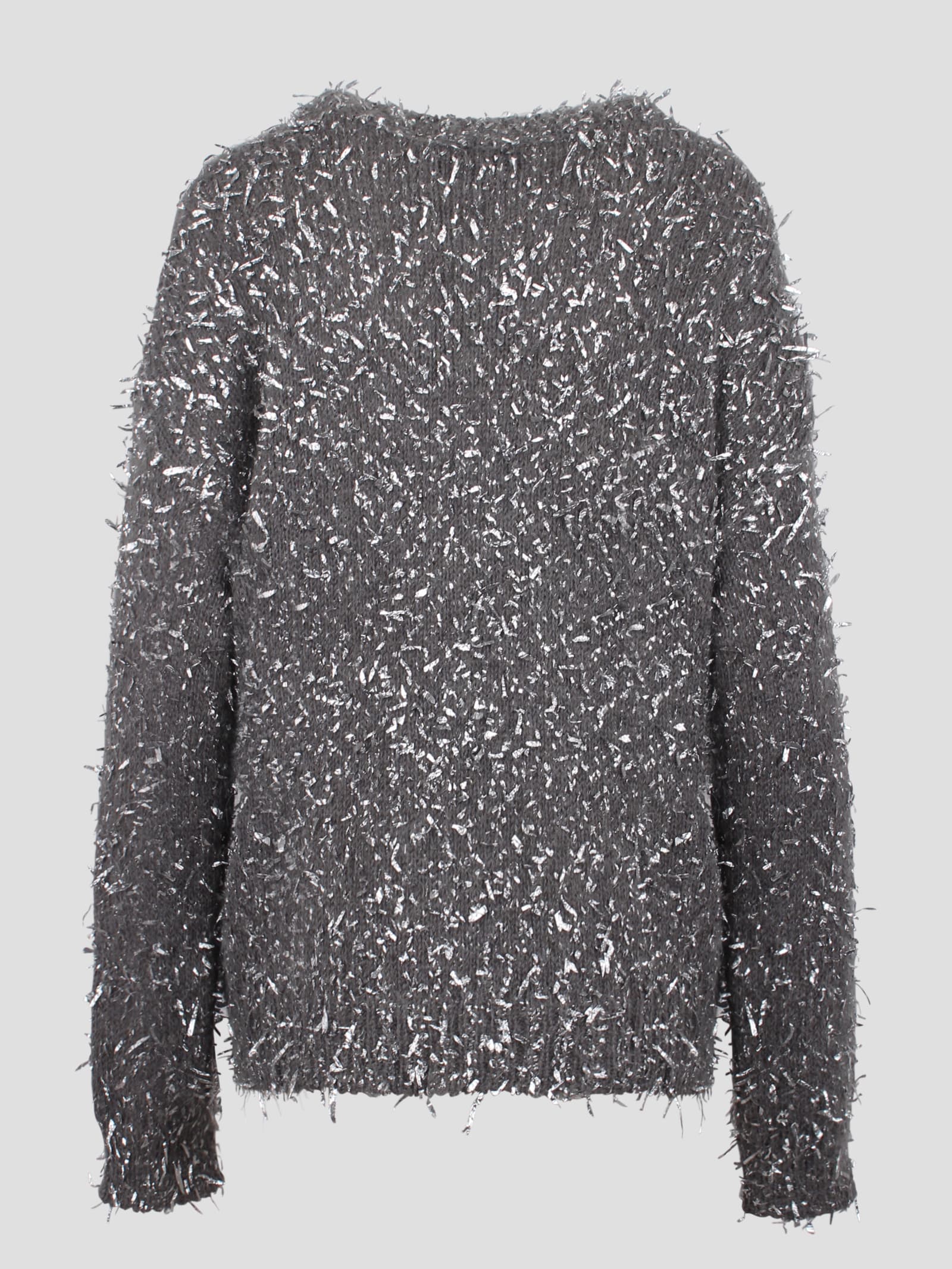 Shop Msgm Frayed Effect Crew Neck Sweater